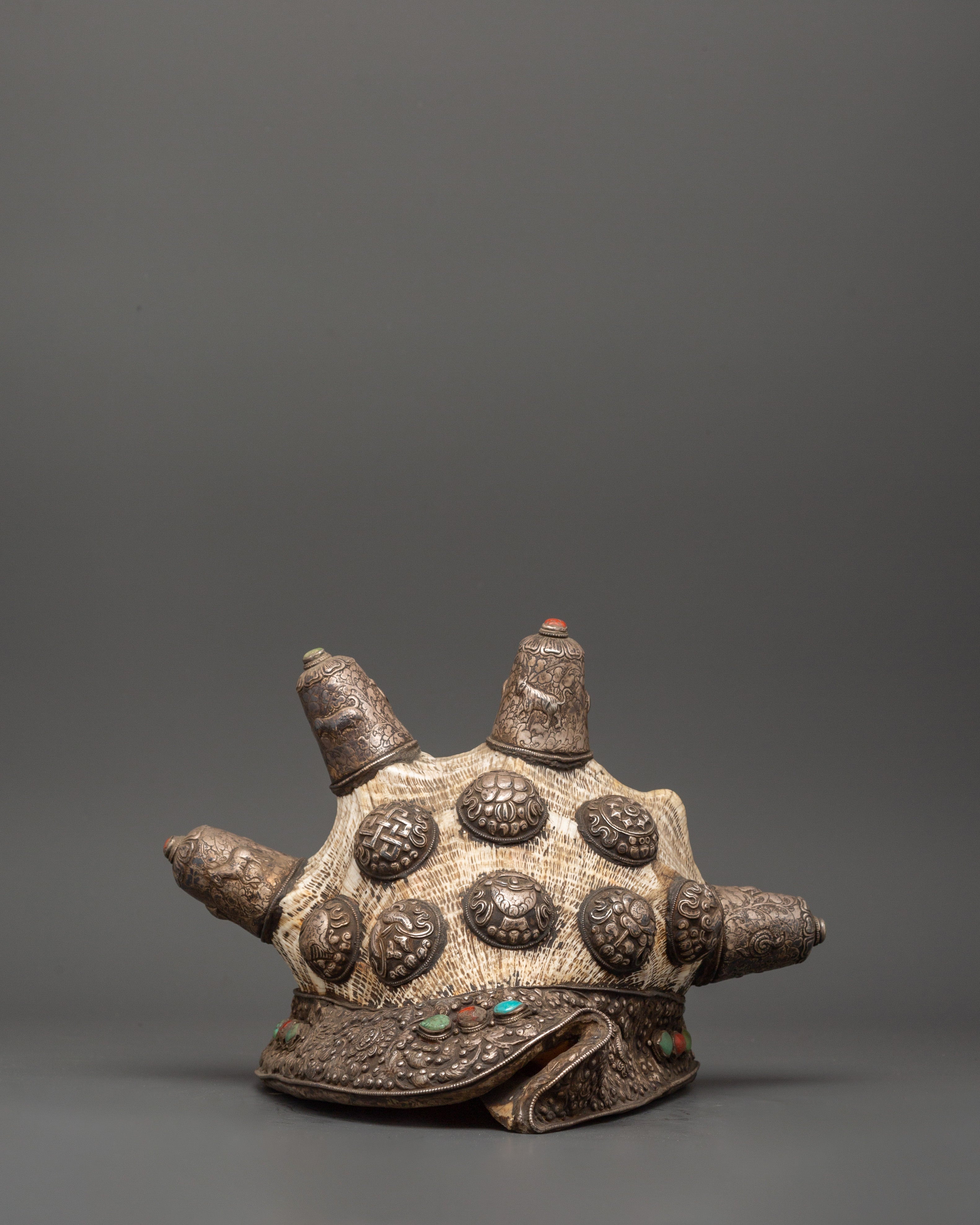 Conch Shell with 8 Auspicious Symbols | Sacred Tibetan Ritual Tool