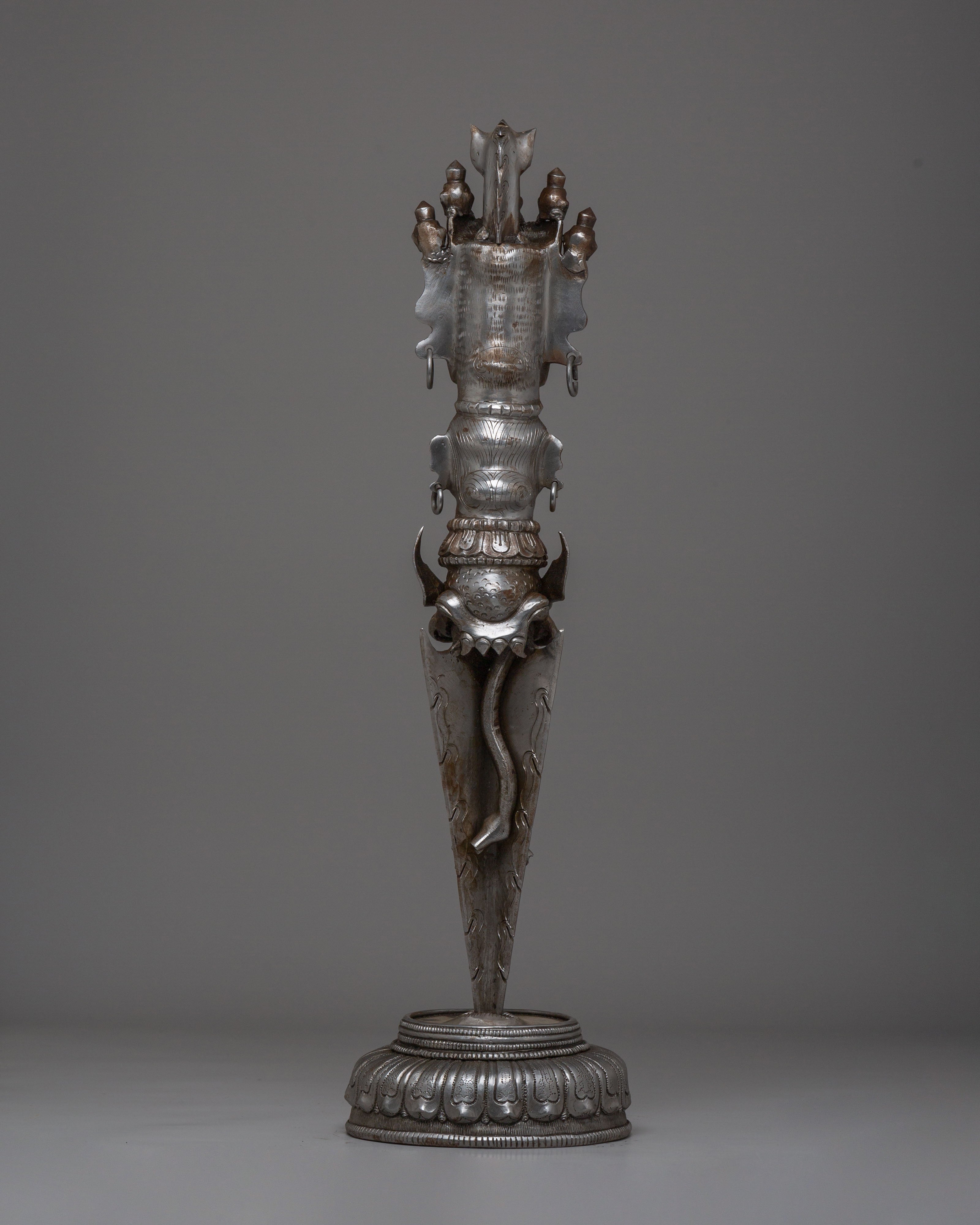 Handcrafted Iron Ritual Phurba | Tibetan Ceremonial Dagger for Protection