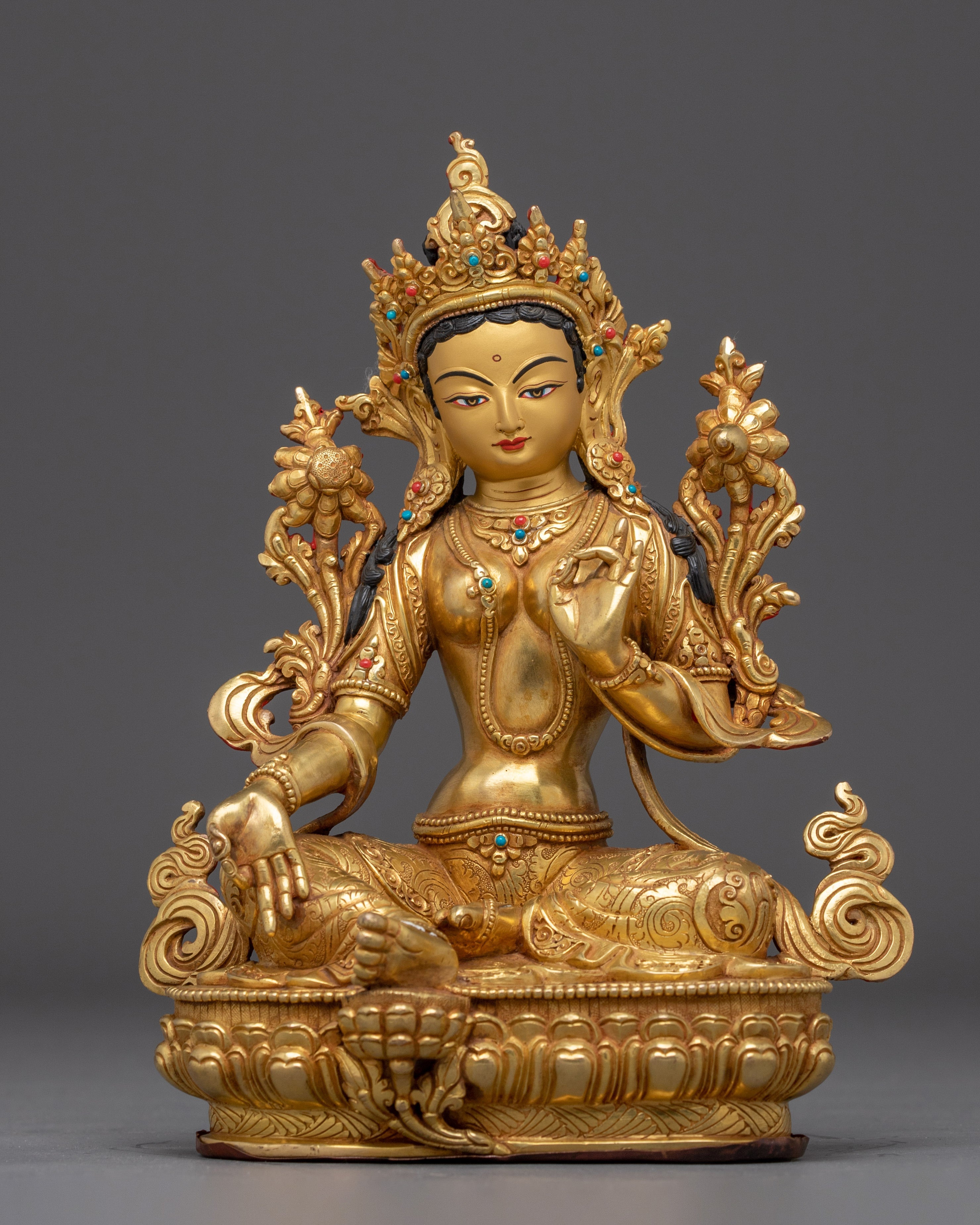 Buddhist Compassionate Goddess Shyama Tara Handmade Statue 