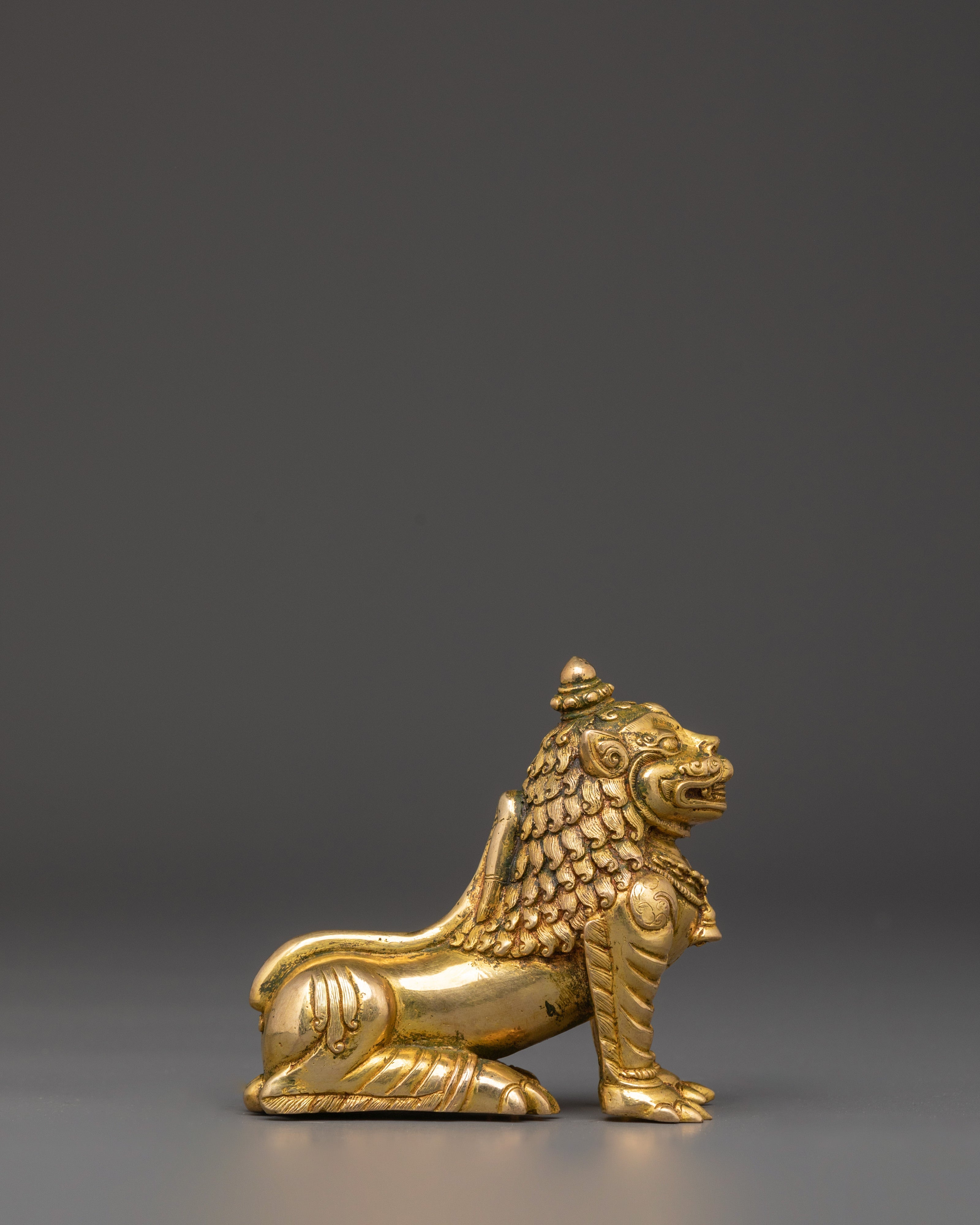 Handmade Lion Set Sculpture | Copper & Gold Plated Protective Decor