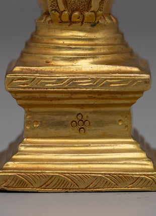 Compact Gold-Plated Buddhist Stupa | Meditation and Enlightenment
