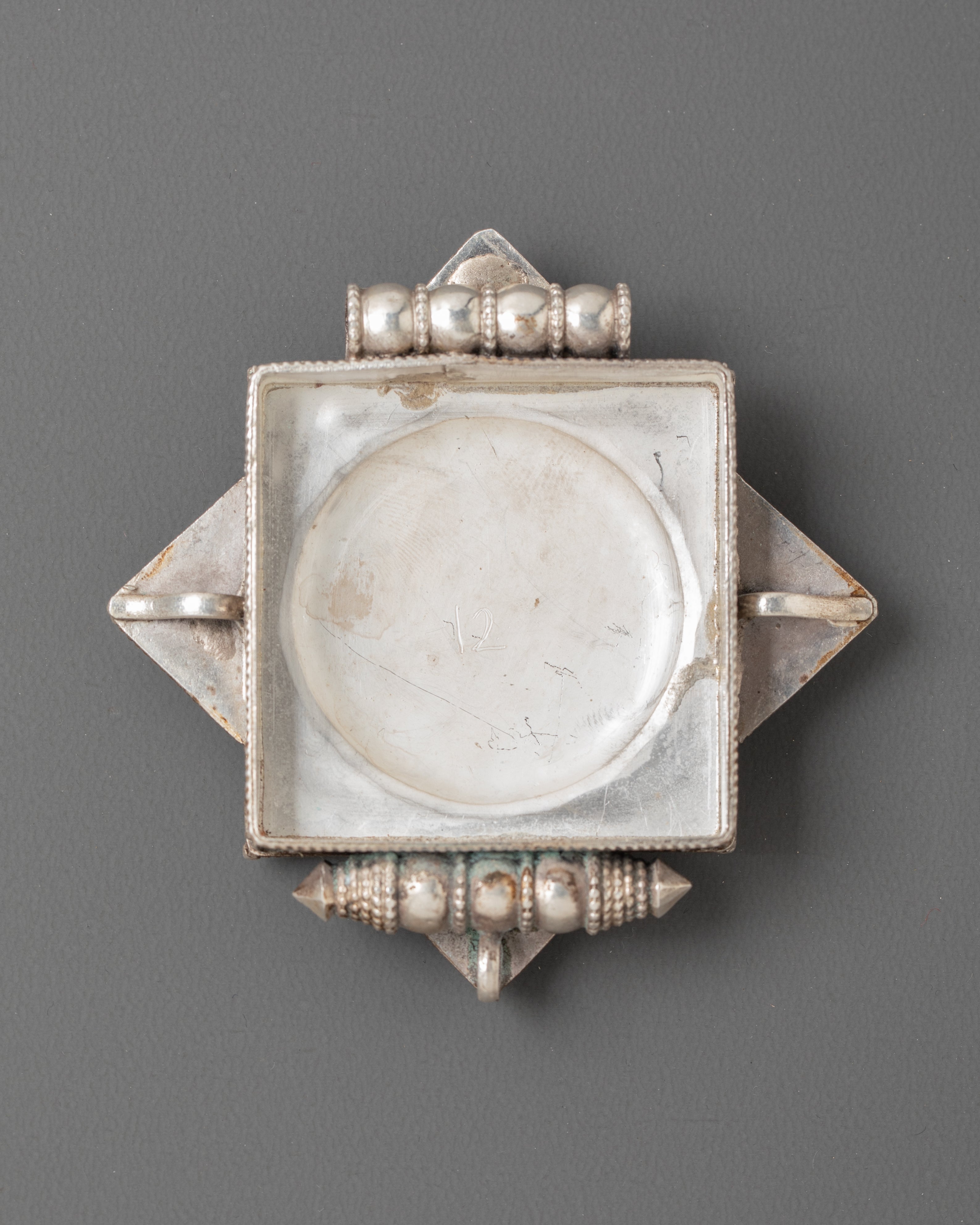 Spiritual Ghau Box Locket with Semi Precious Stones | Tibetan Silver Pendant