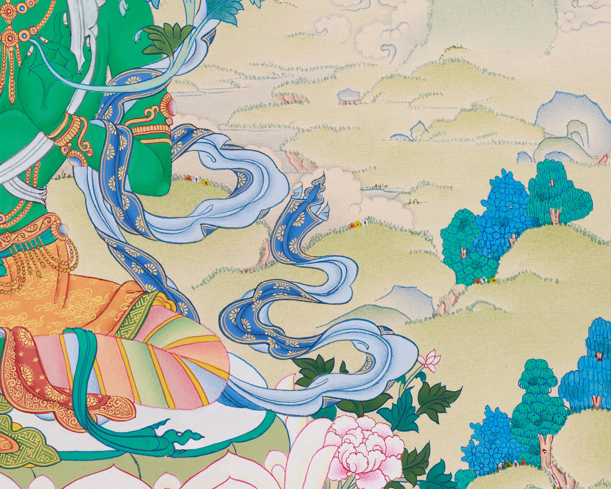 Goddess Green Tara with Amitabha Buddha | Protector of Compassion and Enlightenment