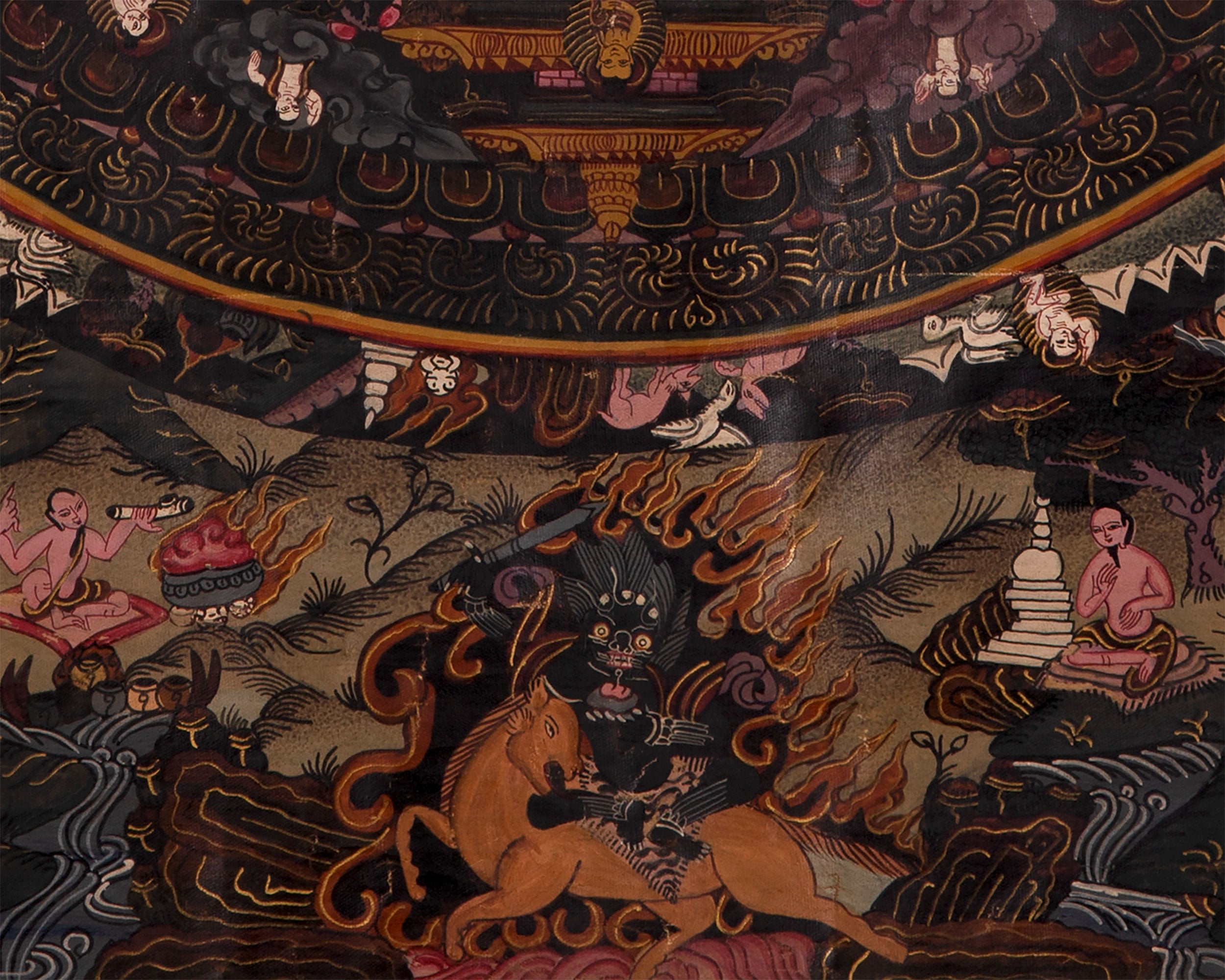 Heruka Mahakala Mandala | Old Tibetan Thangka