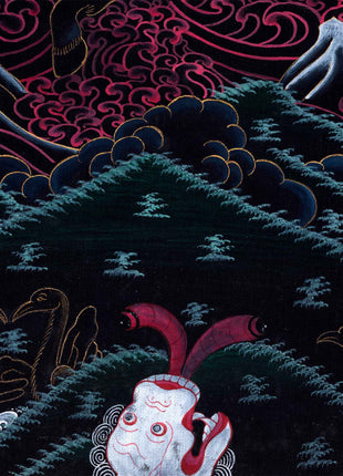 Divine Wrathful Palden Lhamo Thangka Print | Himalayan Artwork | Wall Decorative Art
