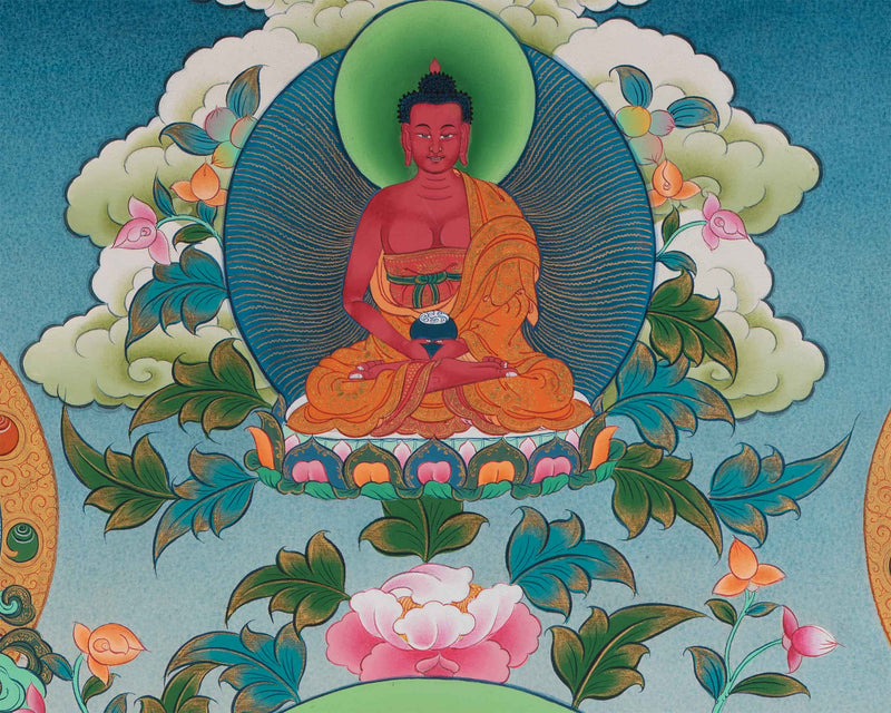 Chenrezig Thangka Print Enveloped by Bodhisattvas' Grace | Traditional Wall Decors