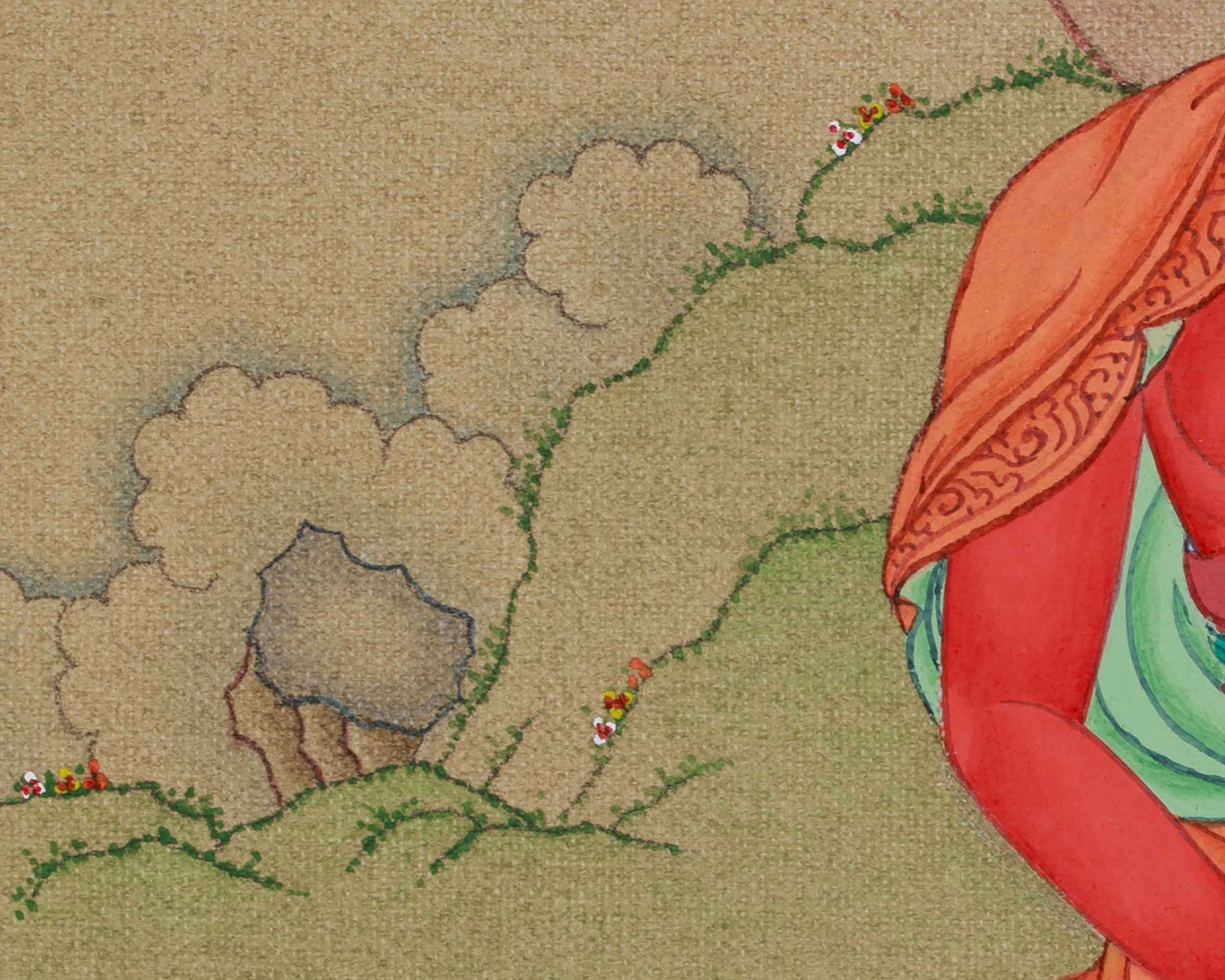 Red Amitabha Buddha Painting | Symbolizing Infinite Light, Compassion, and the Pure Land