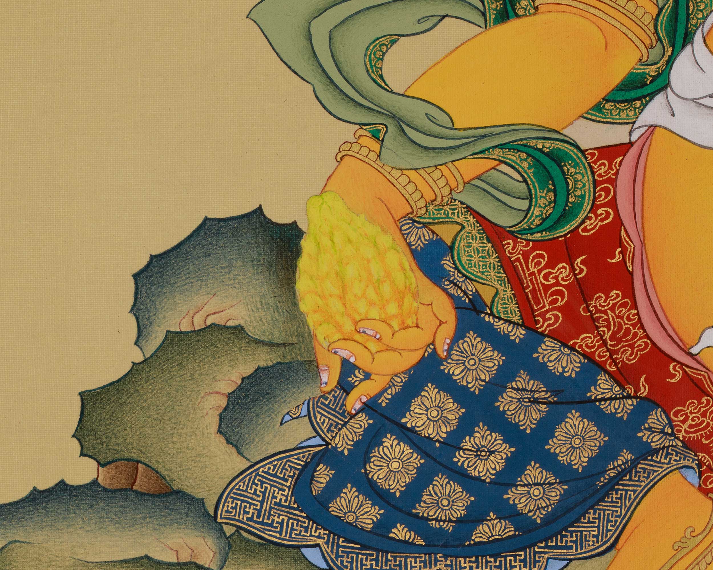 Tibetan Thangka of Dzambhala | Buddhist Deity of Wealth, Fortune, and Prosperity