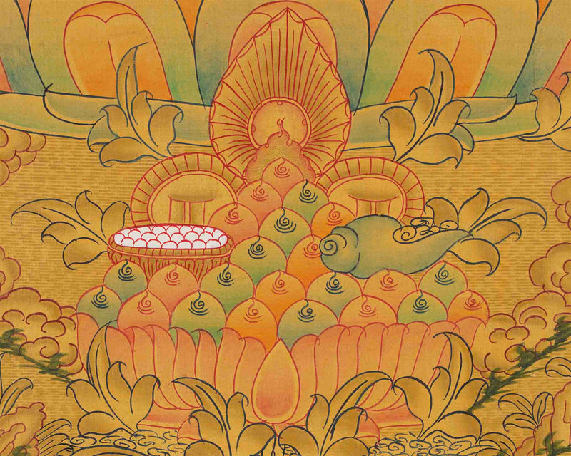 Manjushree Thangka Painting | 24K Gold Style Art | Religious Wall Decors