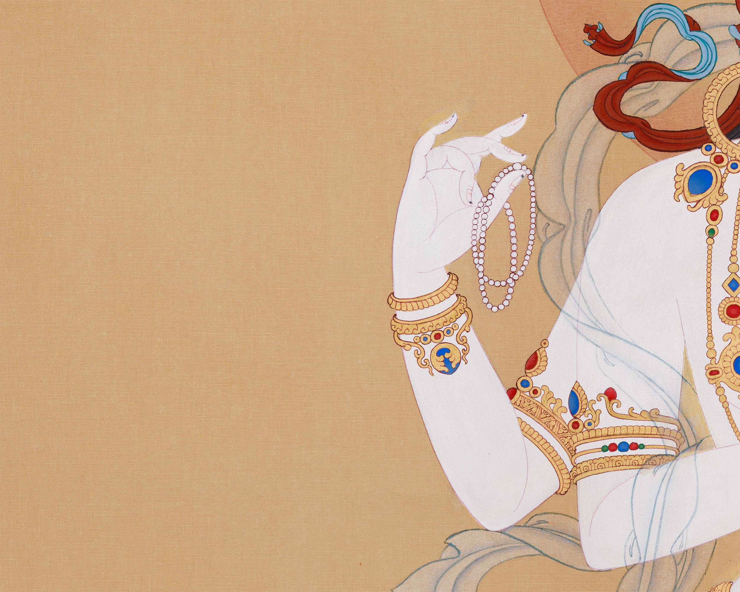 Majestic 4 Armed Chenrezig Buddha Thangka | Symbol of Boundless Compassion and Grace