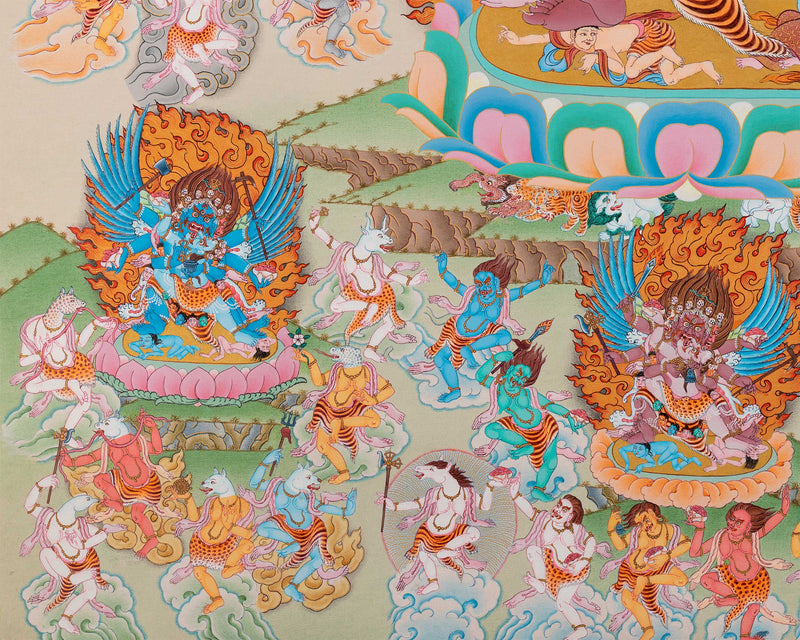 58 Wrathful Bardo Deity Thangka Print | 100 Deities of Bardo