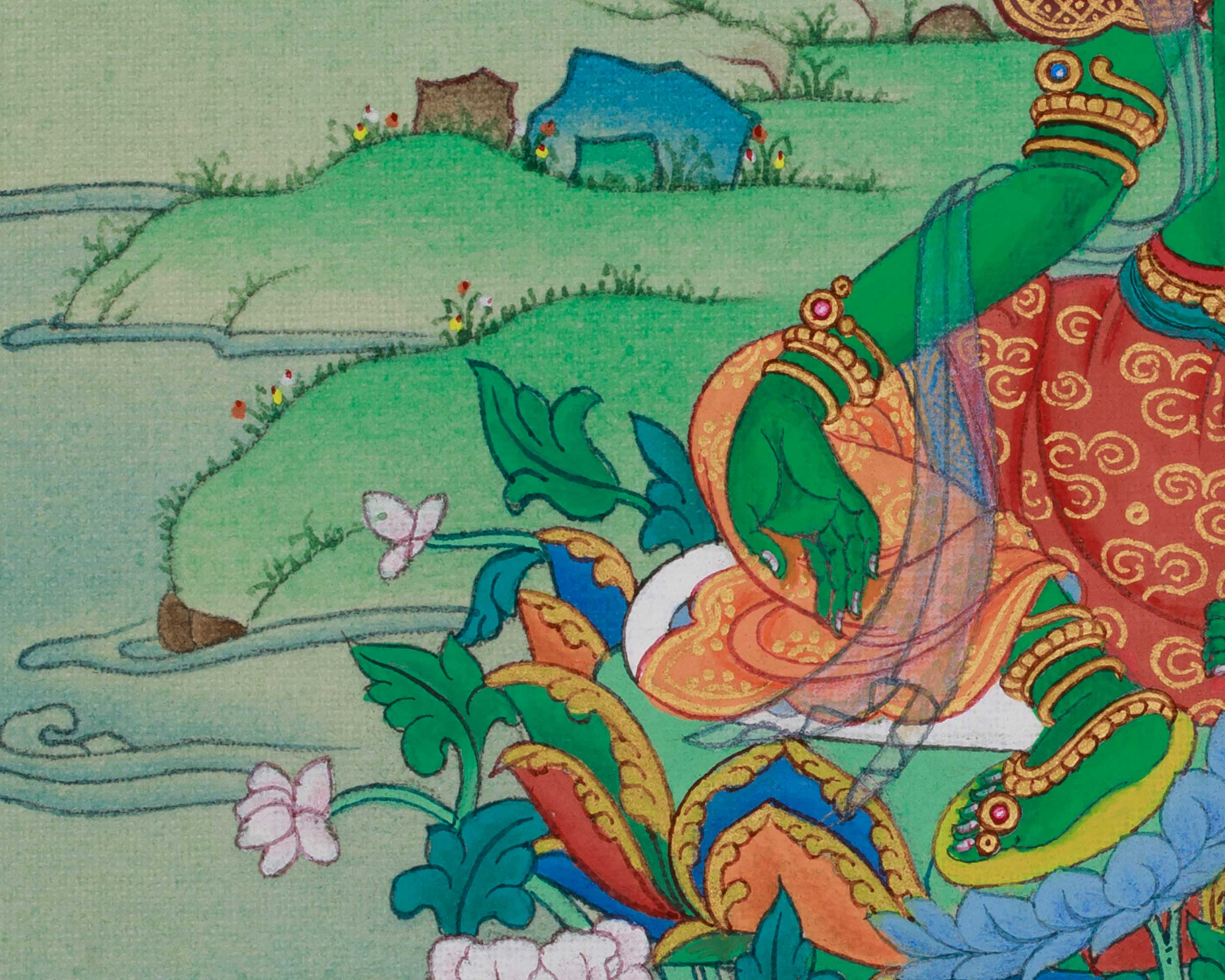 Tibetan Green Tara Artwork | Symbolized Compassion and Swift Protection