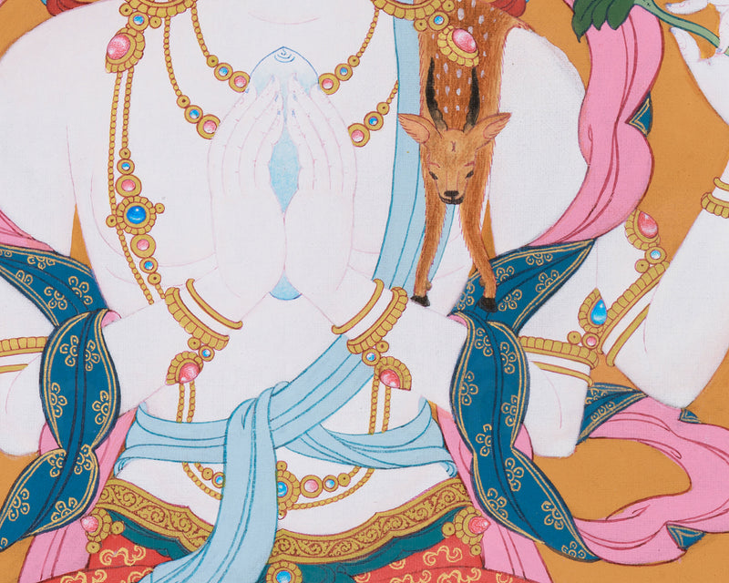 Karma Gadri Thangka of Chenresig | Hand painted Thangka