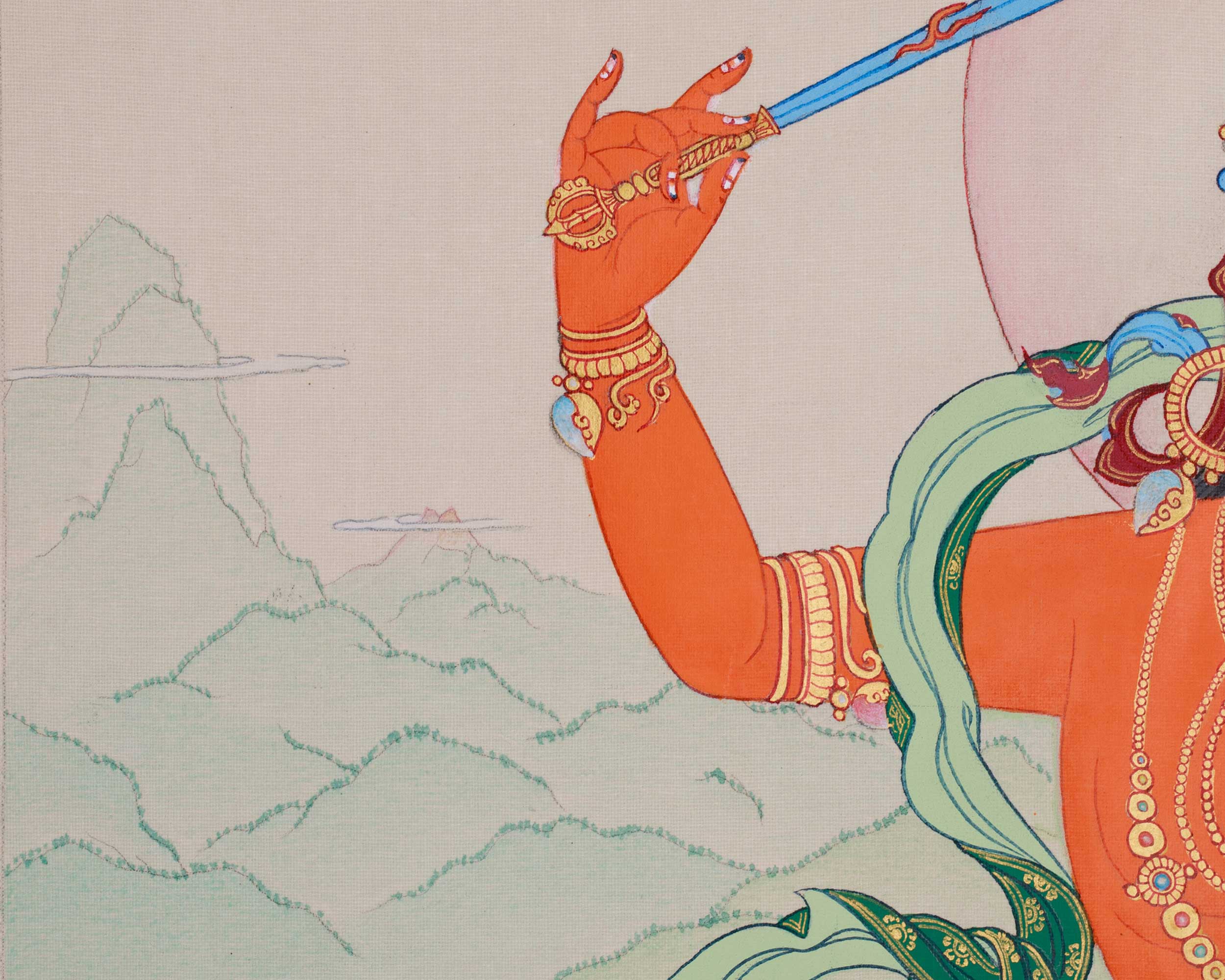 Thangka of Manjushri Wisdom Buddha | Enlightened Deity of Insight and Knowledge