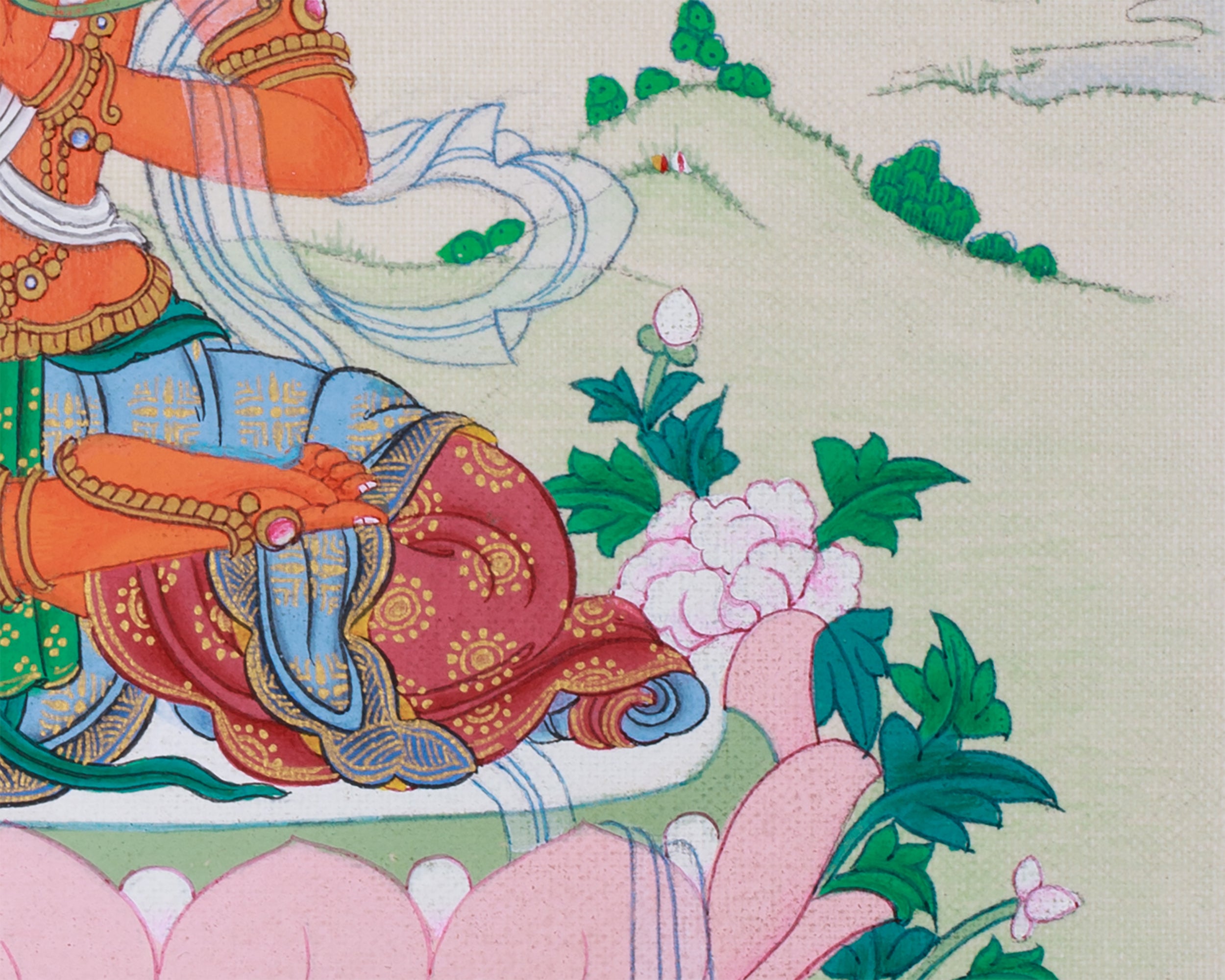 Tibetan Bodhisattva Manjushri Thangka | Small Canvas Artwork