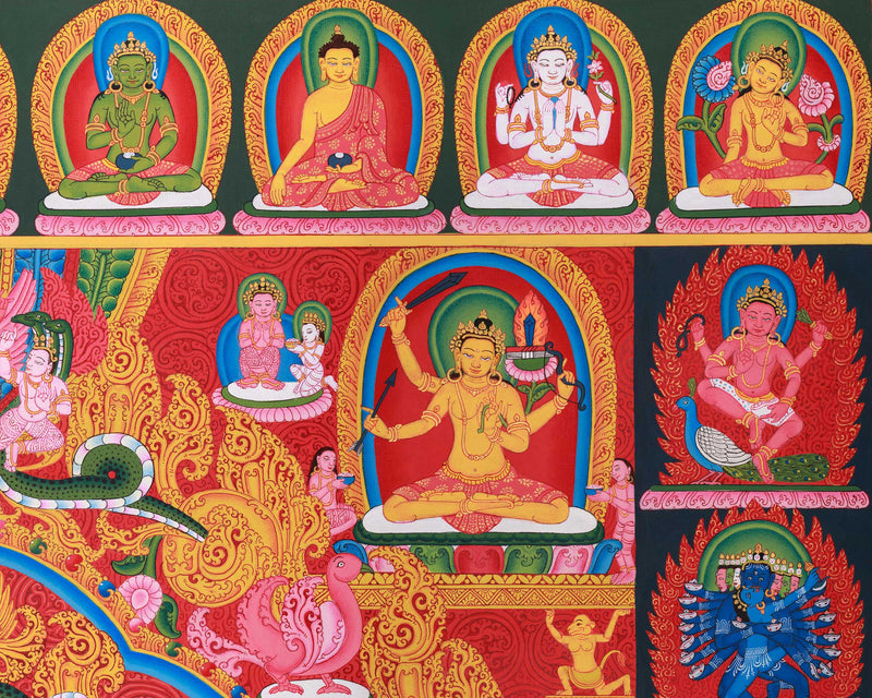 Thangka Print Of Avalokiteshvara | Artwork Of 4-Armed Chenrezig | The Bodhisattva of Compassion