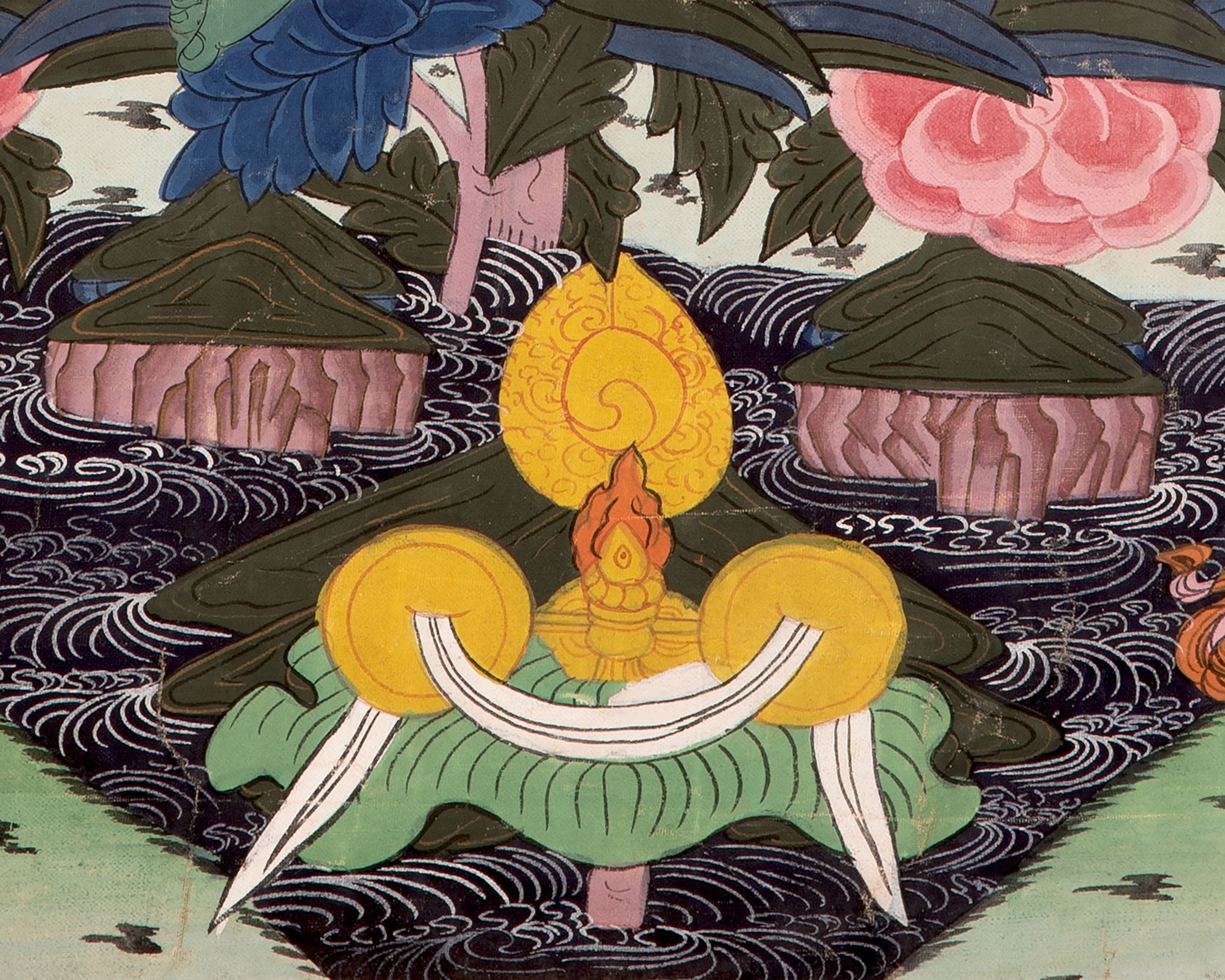 Rare Green Tara Thangka  | Vintage Tibetan Wall Decor