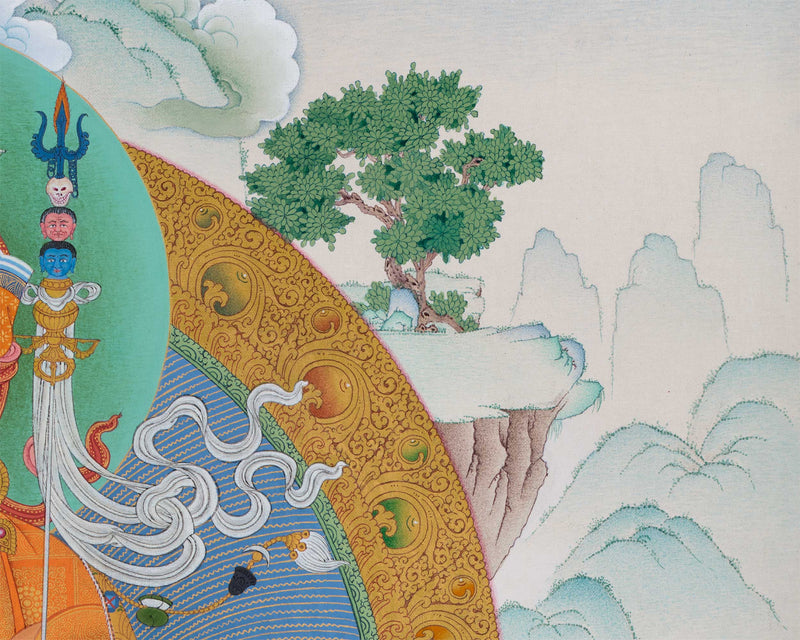 Traditional Padmasambhava Thangka Print | Art Of The Lotus Born Master | Guru Rinpoche Digital Print