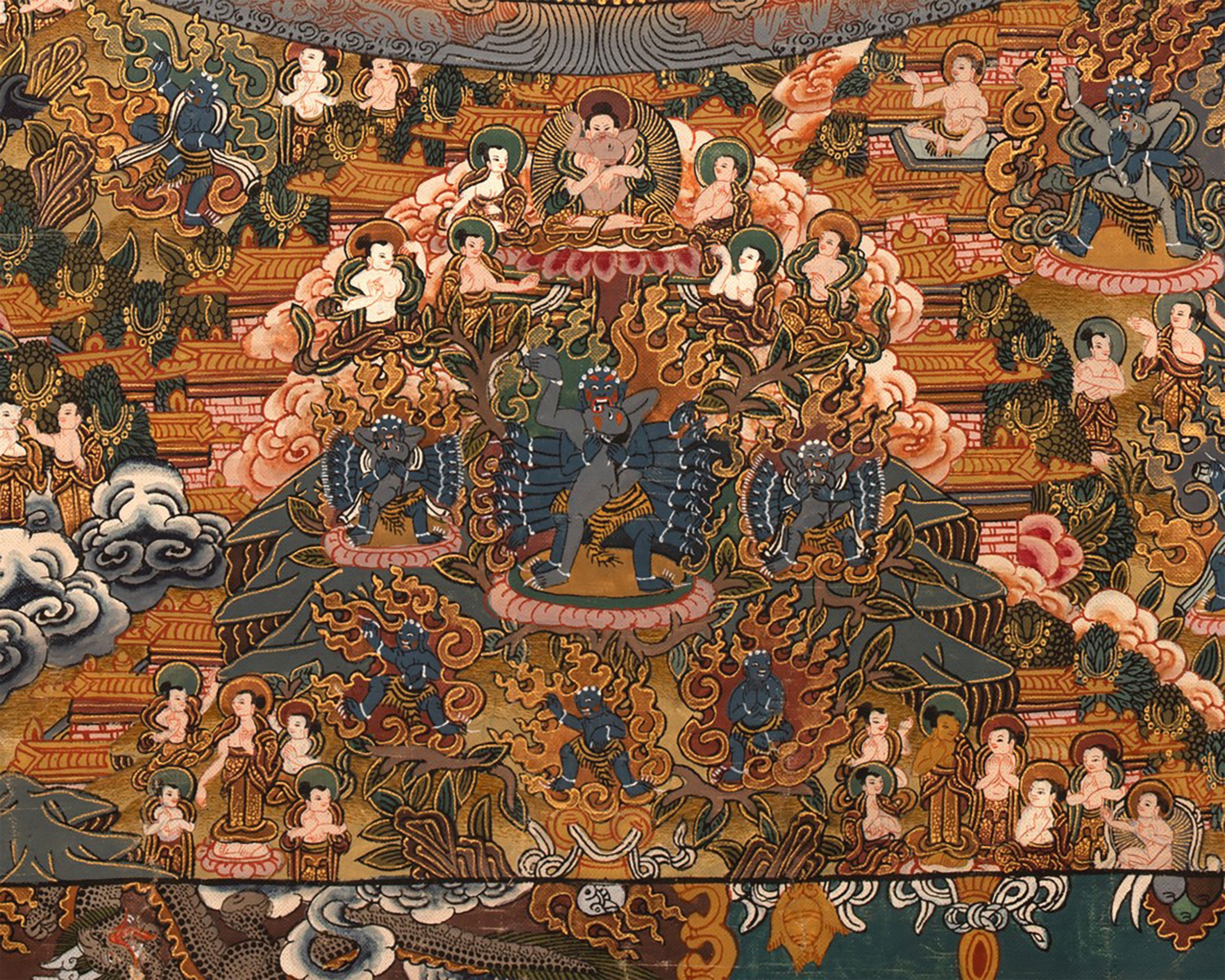 Vintage Buddhist Mandala | Hand Painted Tibetan Wall Decor
