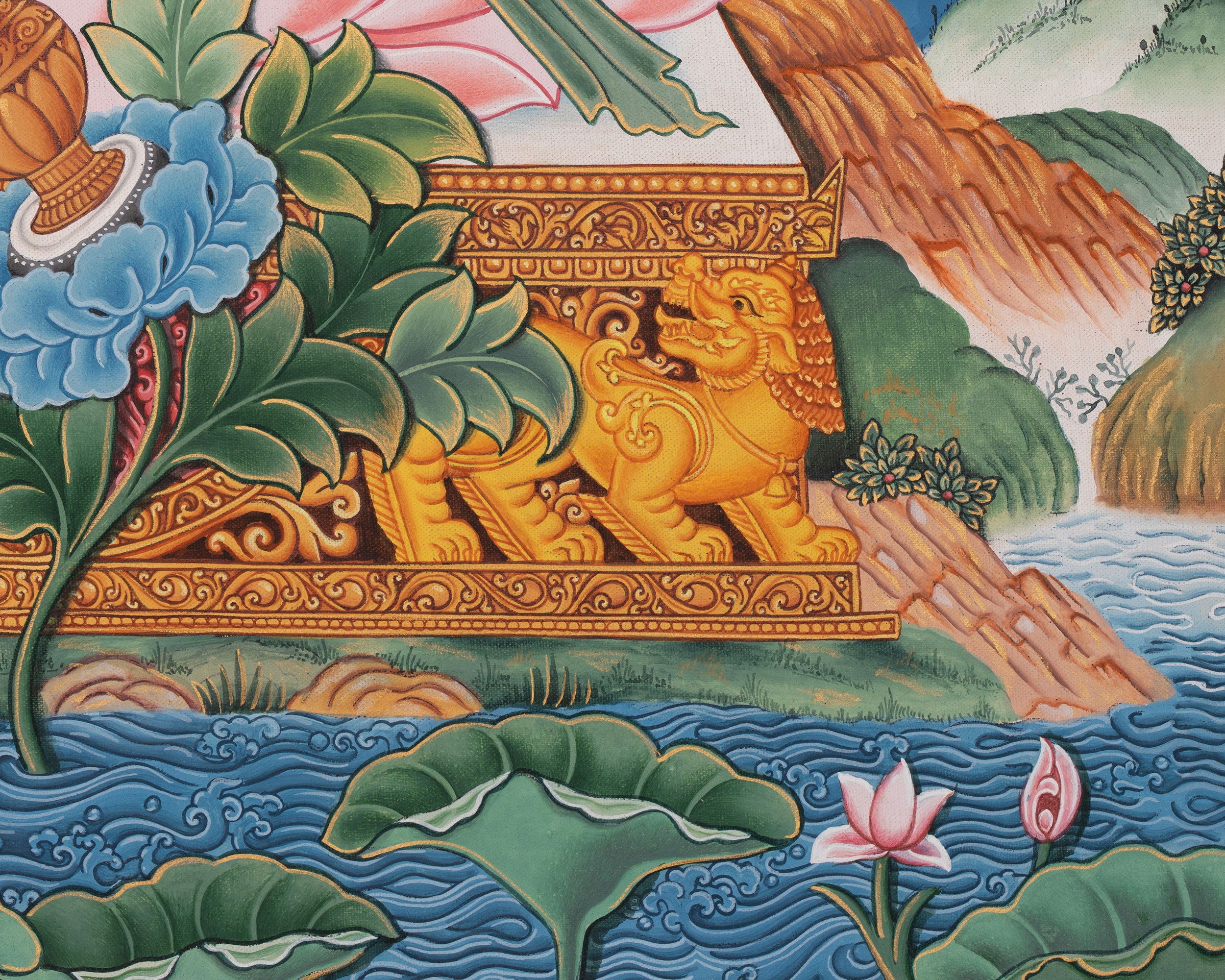 Kubera Thangka | Dzambhala With Mongoose | Original Handpainted Decor