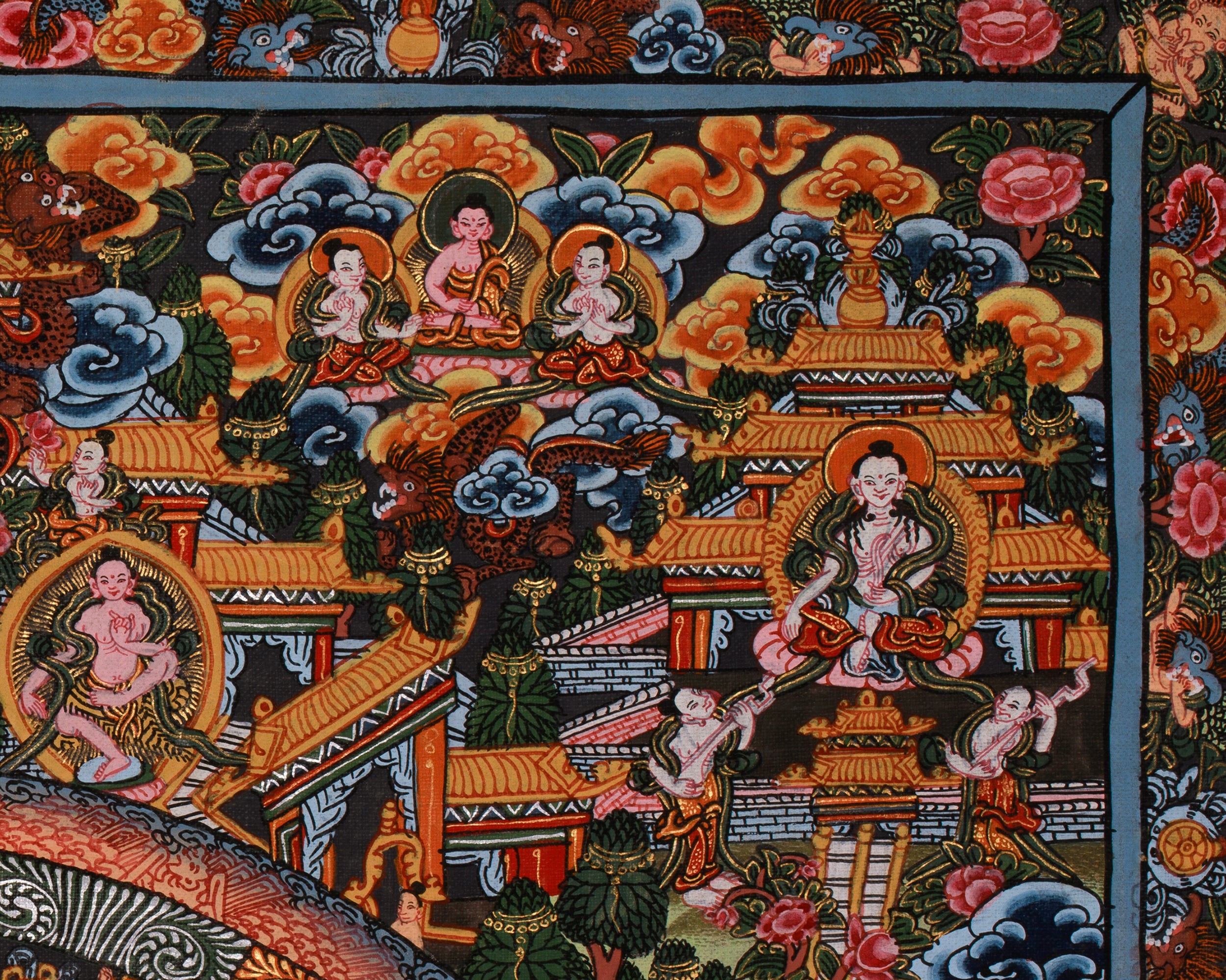 Hand-Painted Vintage Yamantaka Mandala Art | Wrathful Deity with Consort in Divine Union