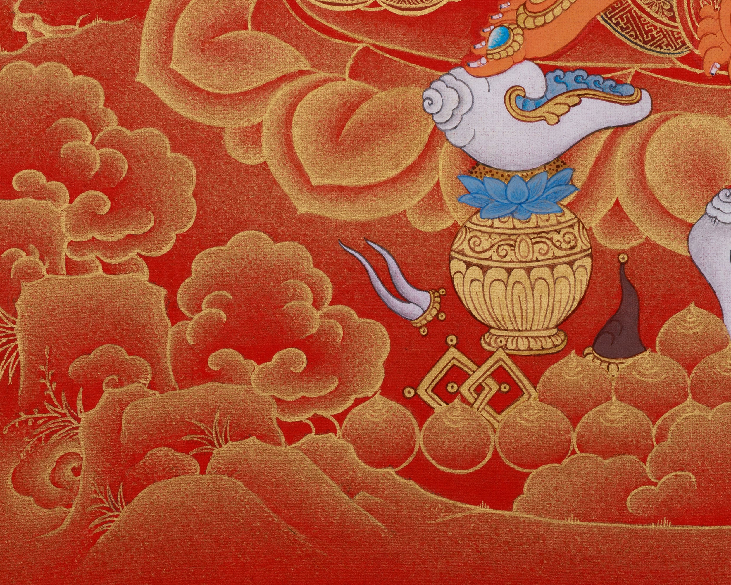 God of Abundance, Dzambhala Thangka, Tibetan Buddhist Wealth Deity, Wall Art