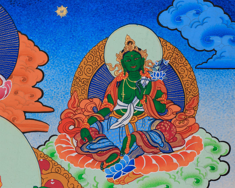 Tibetan Mother Green Tara Thangka | Bodhisattvas Deities