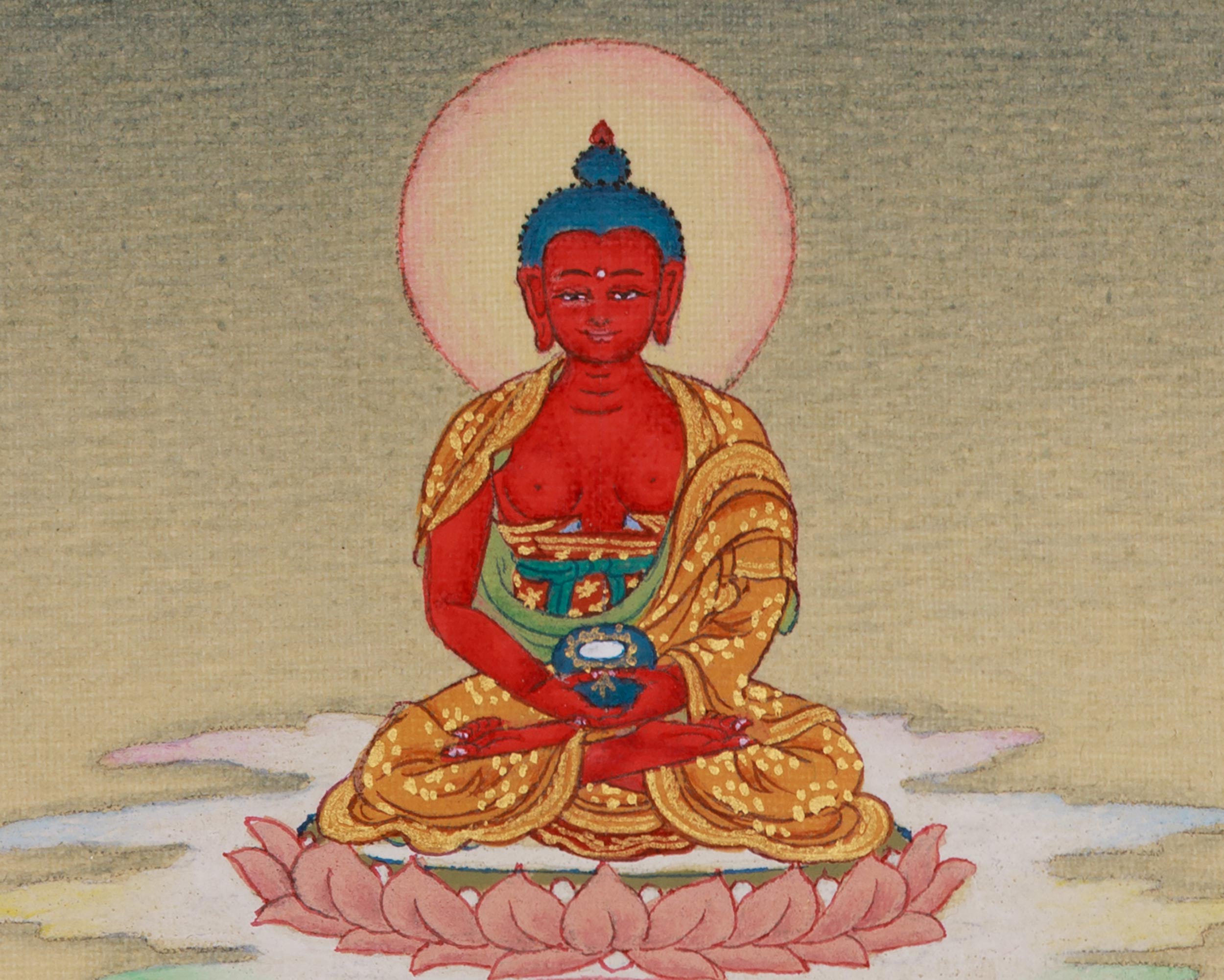 Bodhisattva Chenrezig With Amitabha Buddha Thangka | Compassion and Wisdom Deity