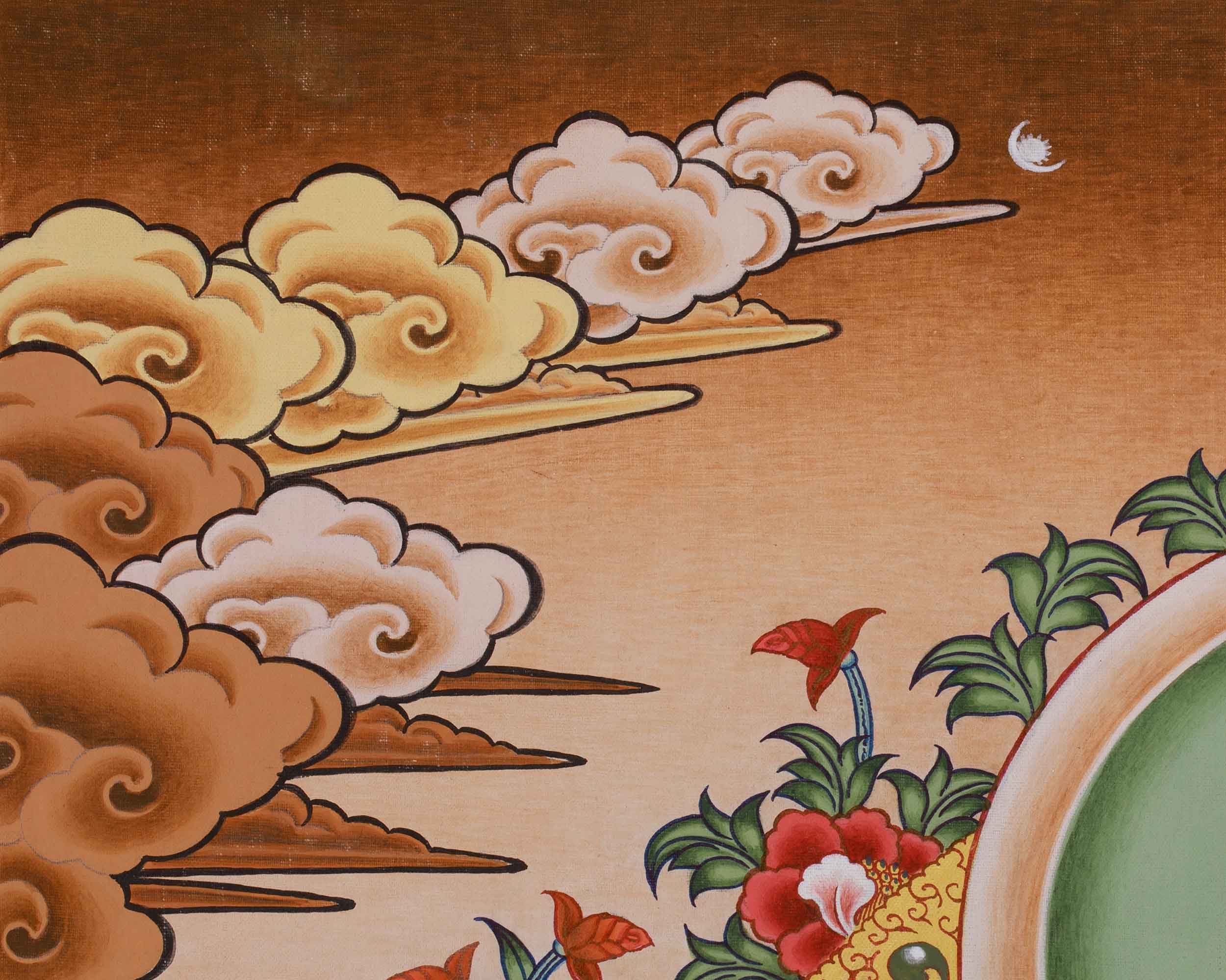 Tibetan Deity Shyama Tara Thangka | Green Tara Female Deity