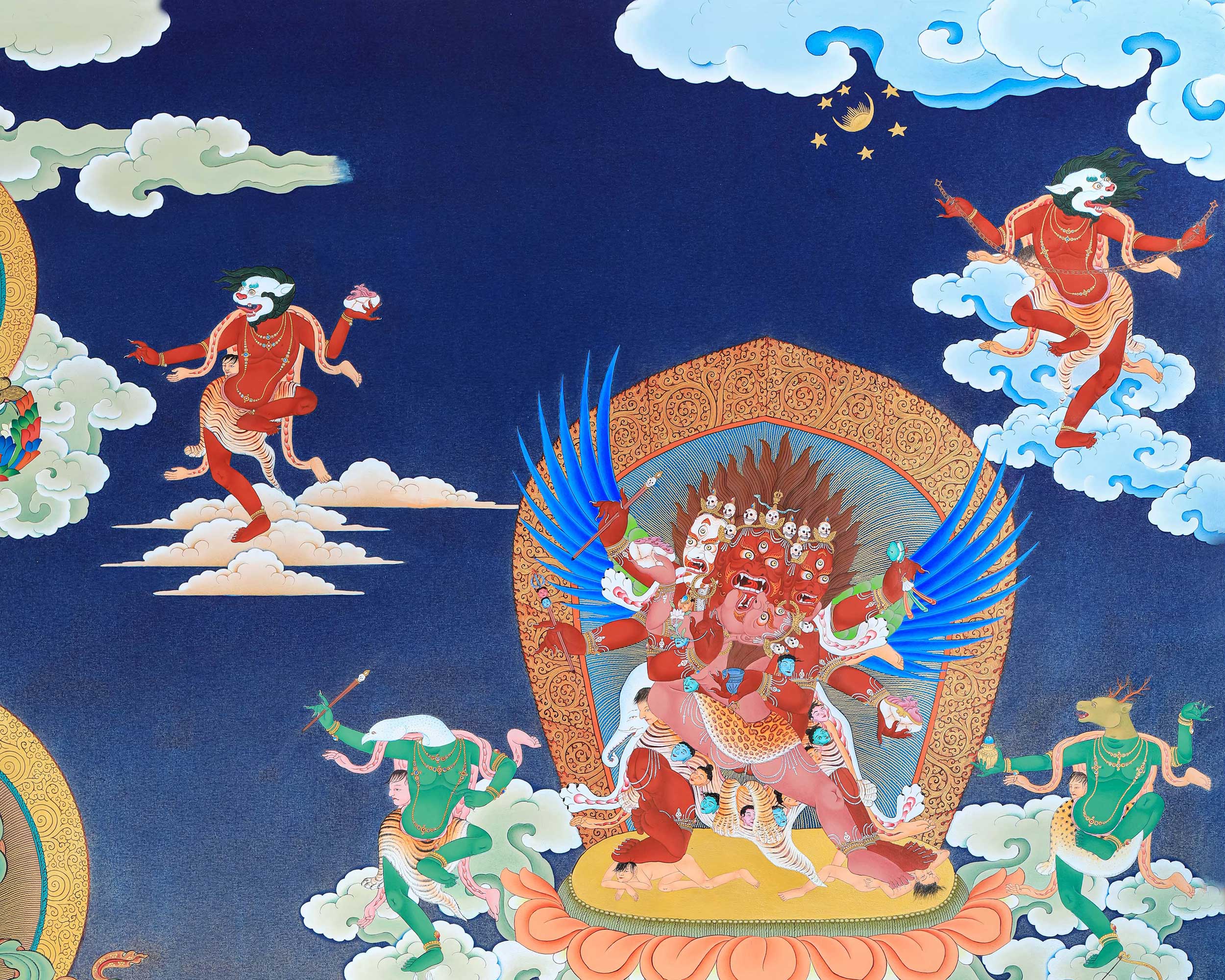 58 Wrathful Deities, Bardo Thangka Painting, Thangka Print