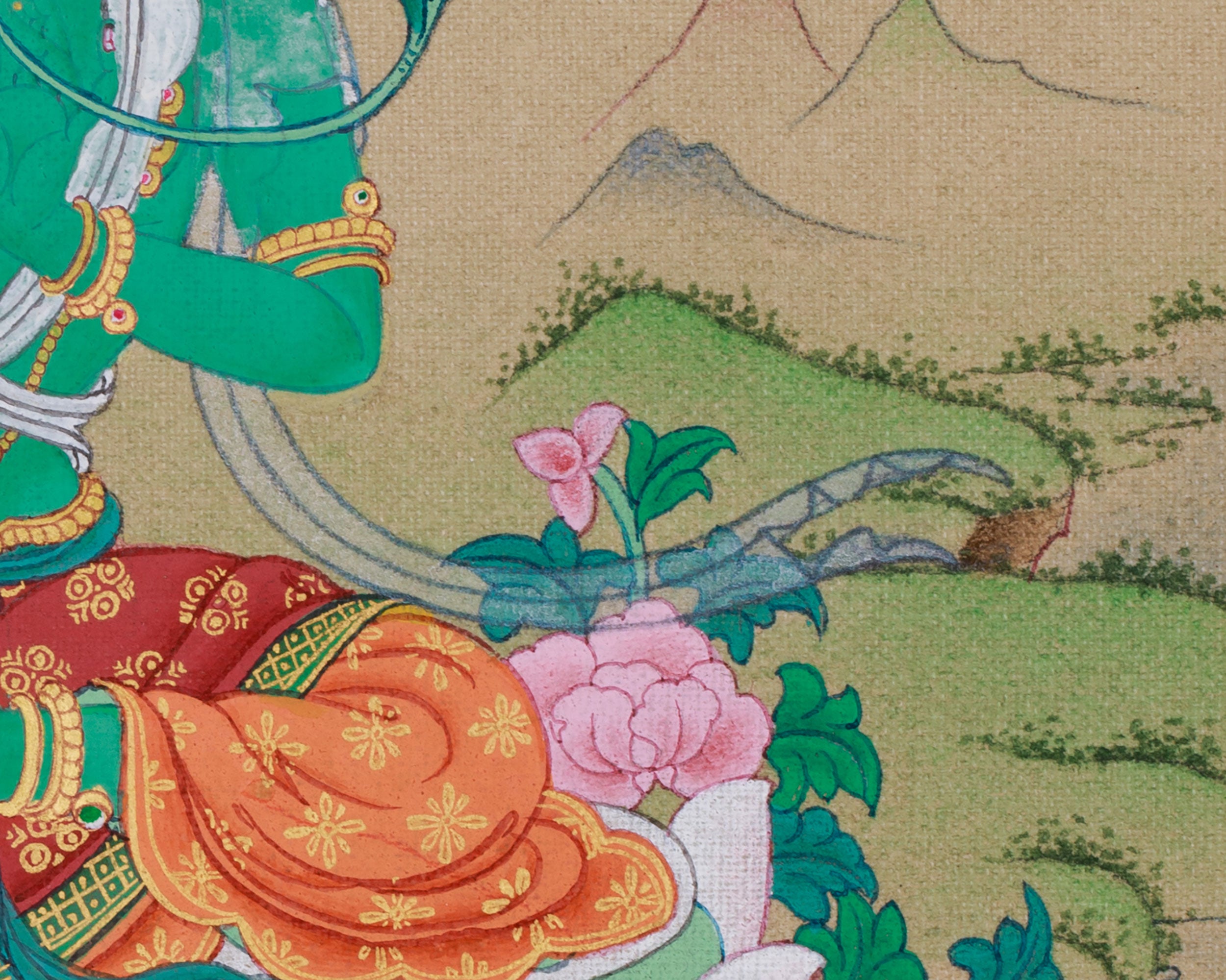 Bodhisattva Green Tara Painting | Compassionate Goddess of Healing and Protection