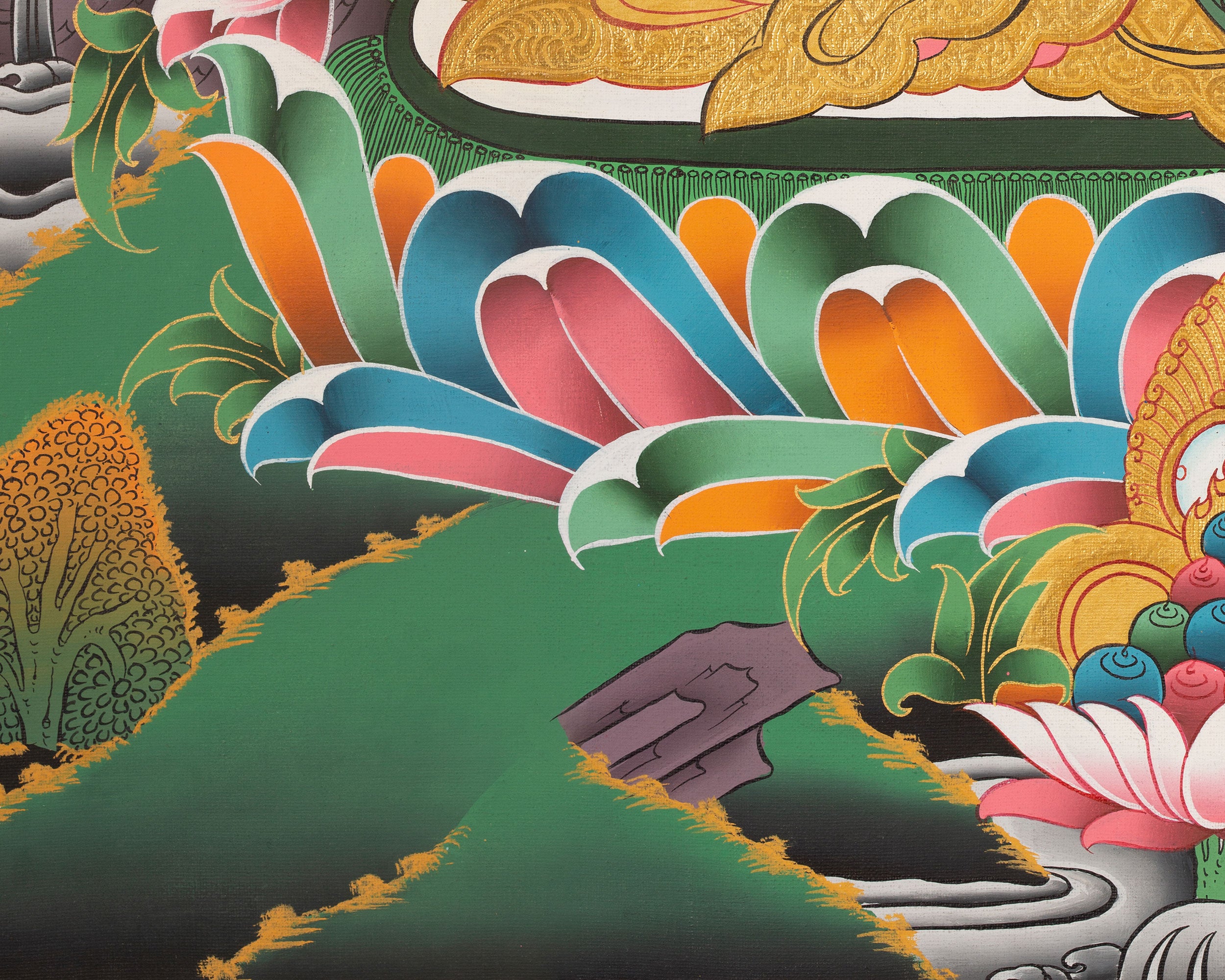 Red Amitayus Buddha | Buddhist Traditional Thangka | Gift For Buddhist