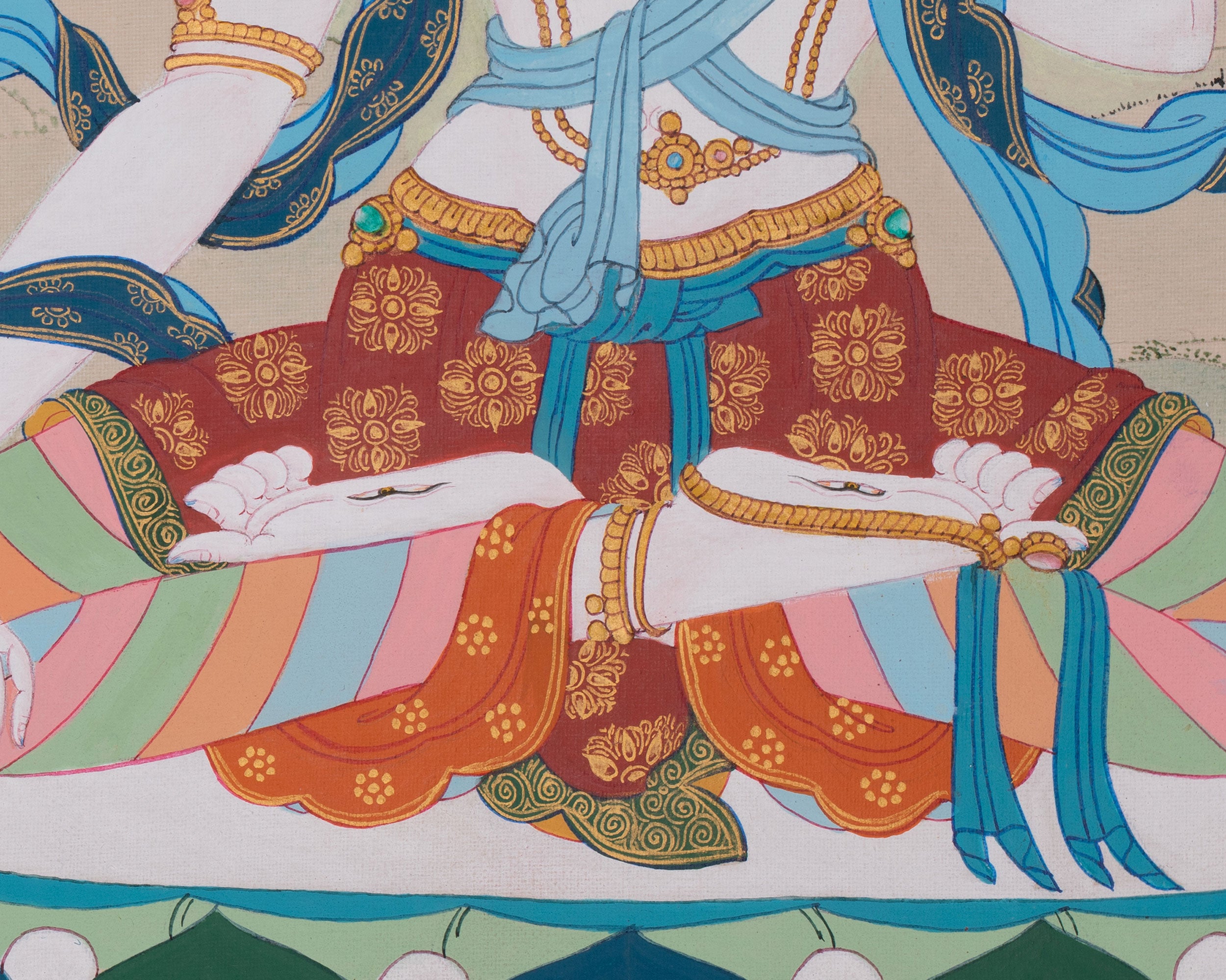 Female Buddhist White Tara Thangka | Symbol of Divine Protection and Peace