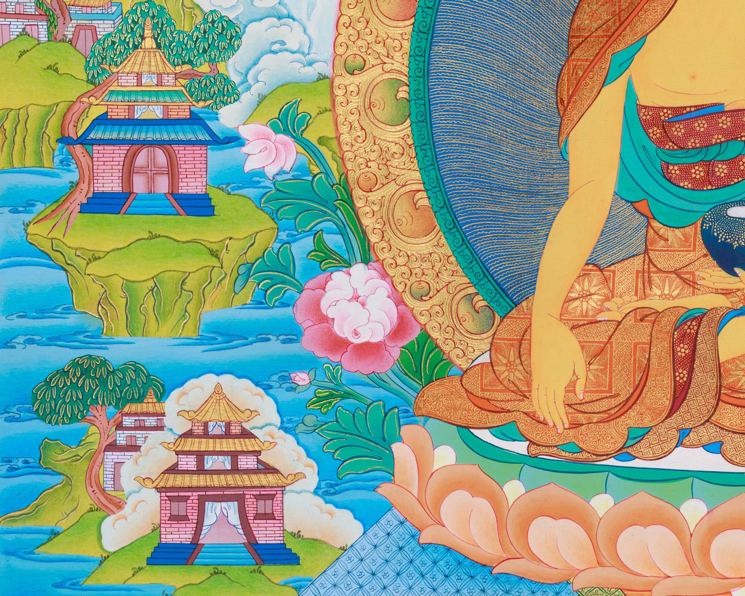 Buddha Shakyamuni Prayer Thangka | Hand-Painted Buddhist Deity Painting