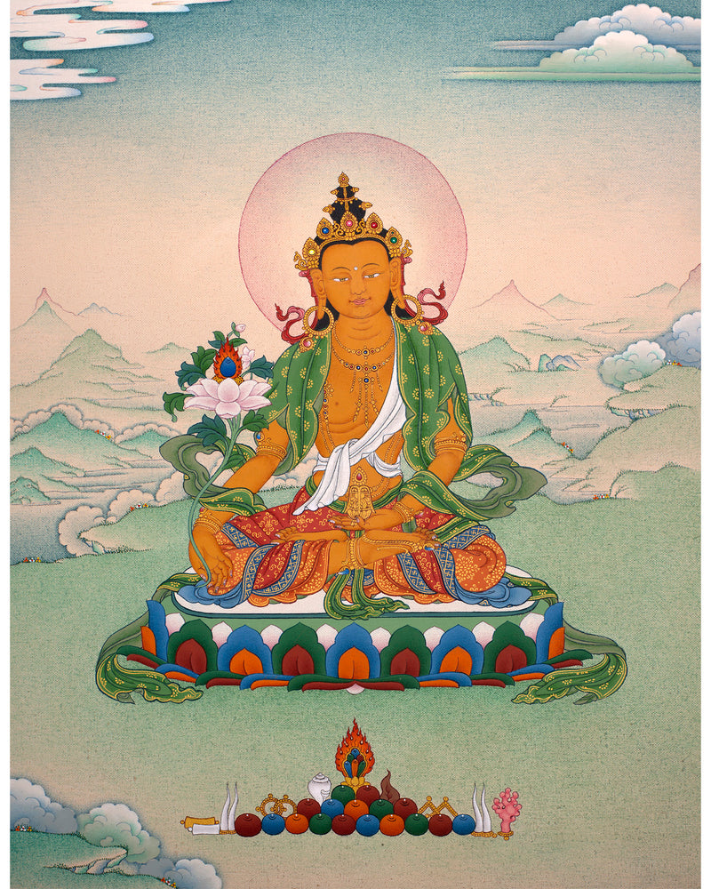 Ksitigarbha Thangka | Tibetan Bodhisattva Art
