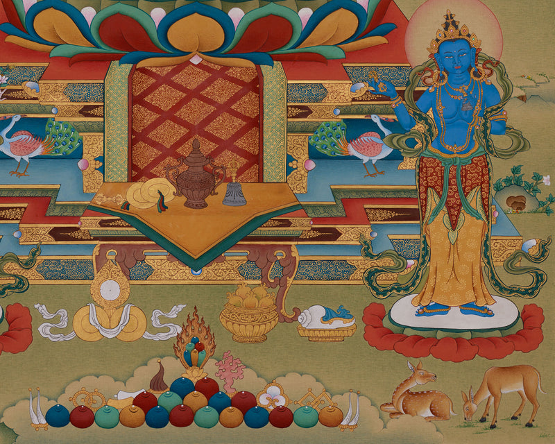 Red Amitabha Buddha Thangka | Buddha with Bodhisattvas