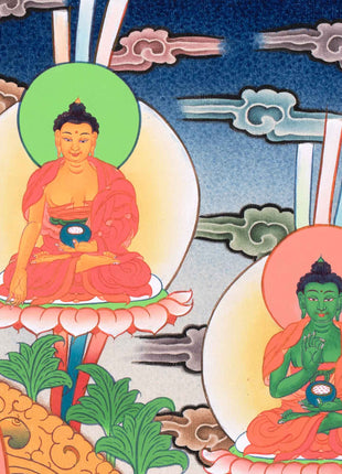 Tibetan Avalokiteshvara (Chenrezig) Art | Wisdom Bodhisattva | Dhyani Buddhas