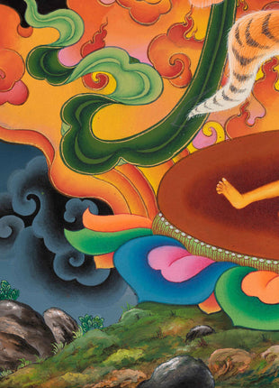 Traditional Buddhist Dakini Singha Mukha Thangka Print | Buddhist Spiritual Gifts