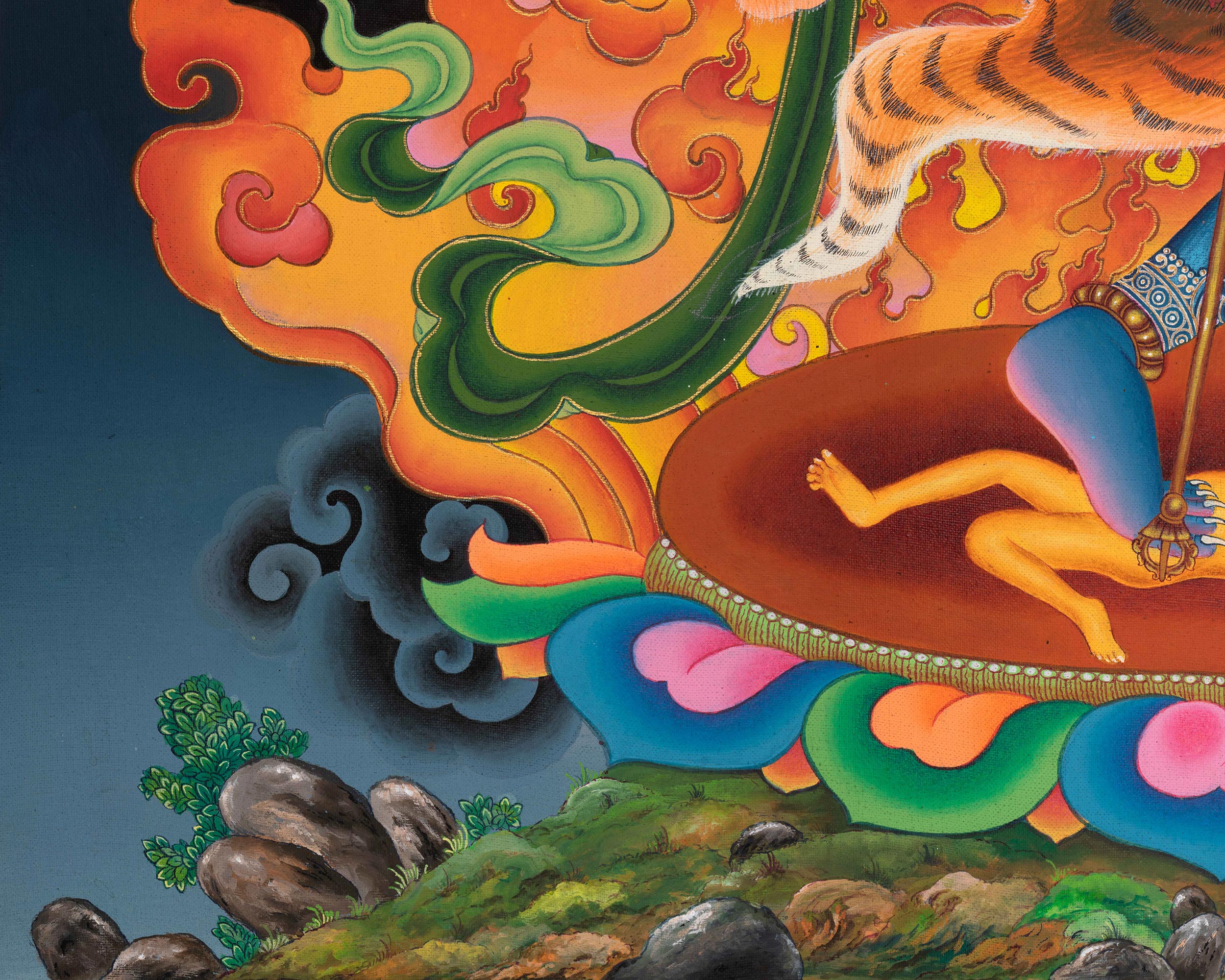 Traditional Buddhist Dakini Singha Mukha Thangka Print | Buddhist Spiritual Gifts