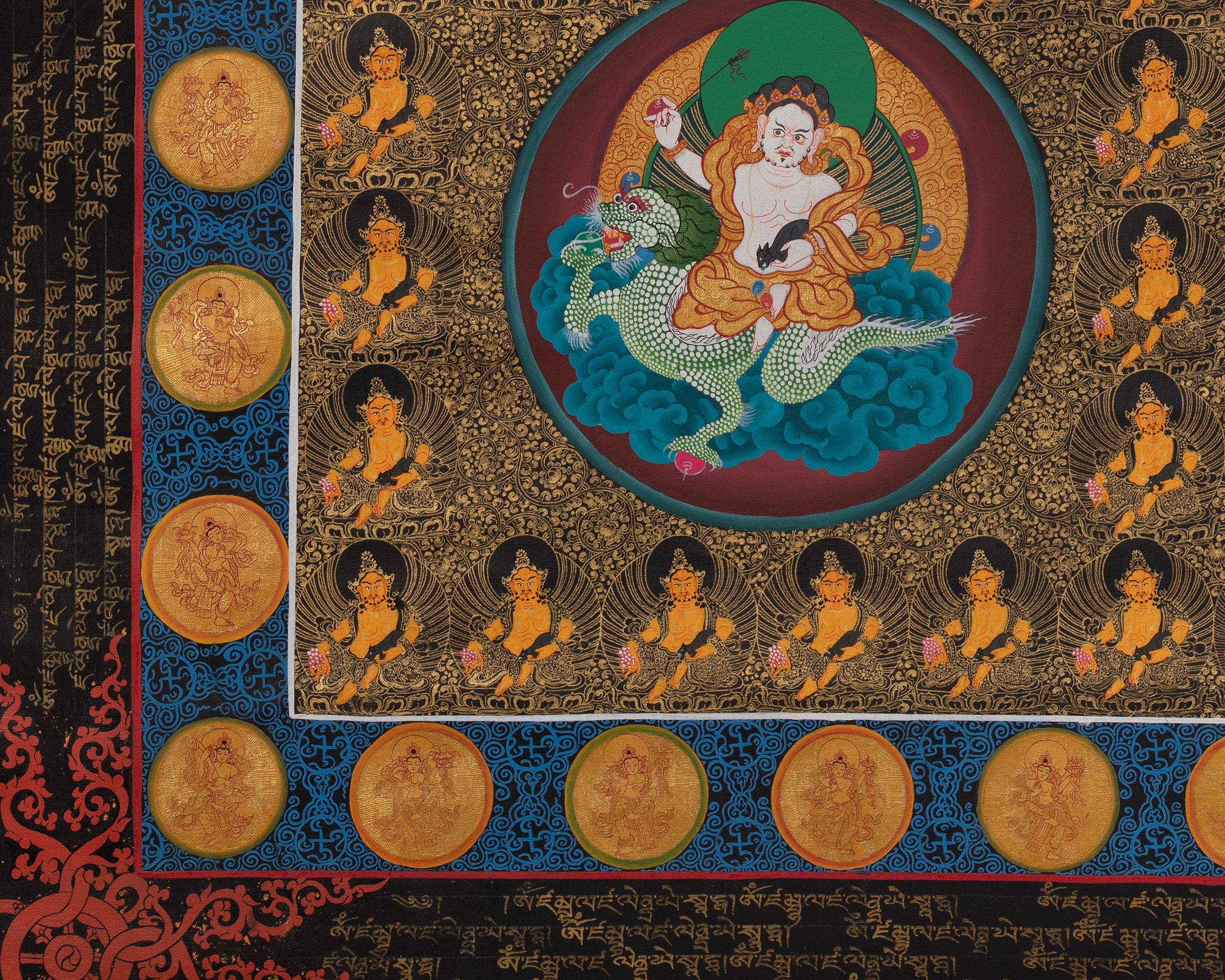 Dzambala Yellow Thangka  |  Traditional Tibetan Art | Wall Decors