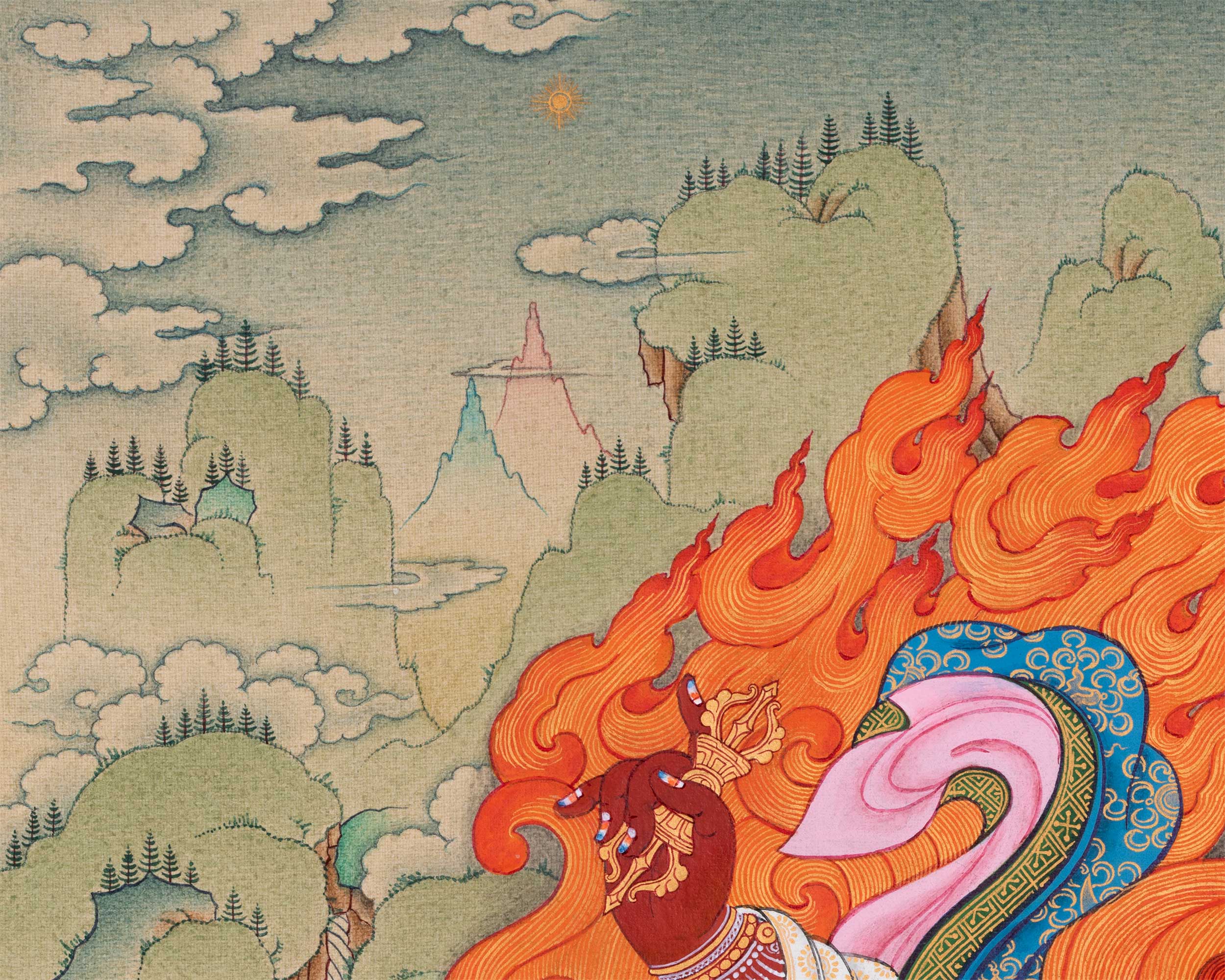 Dorje Drollo Thangka Print | The Thunderbolt Guardian | Digital Print Of Wrathful Compassion
