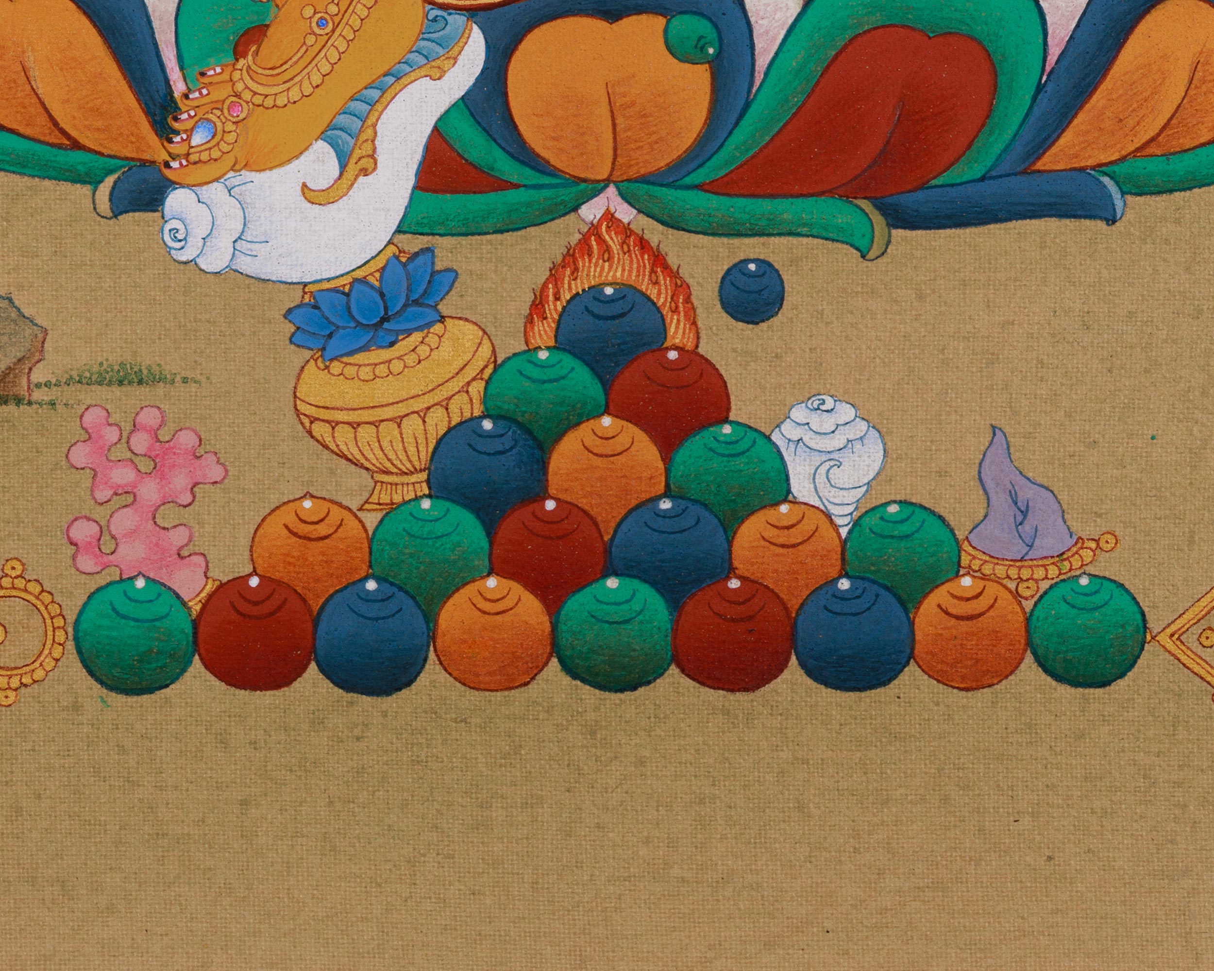 Sacred Thangka of Dzambhala with Ratnasambhava | Buddha of Wealth and Wisdom