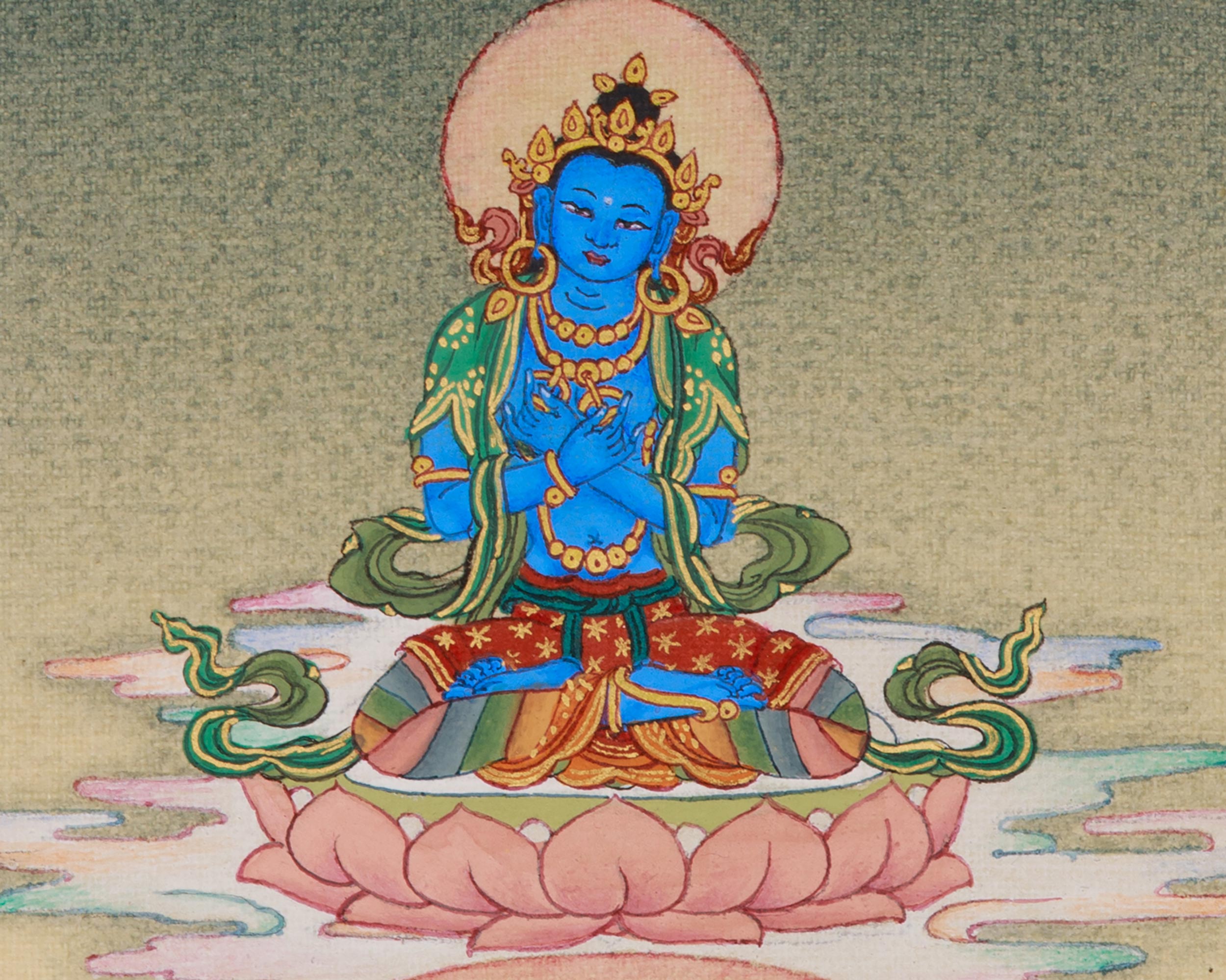 Milarepa with Vajradhara Thangka | Meditation Master and Buddha of Ultimate Wisdom