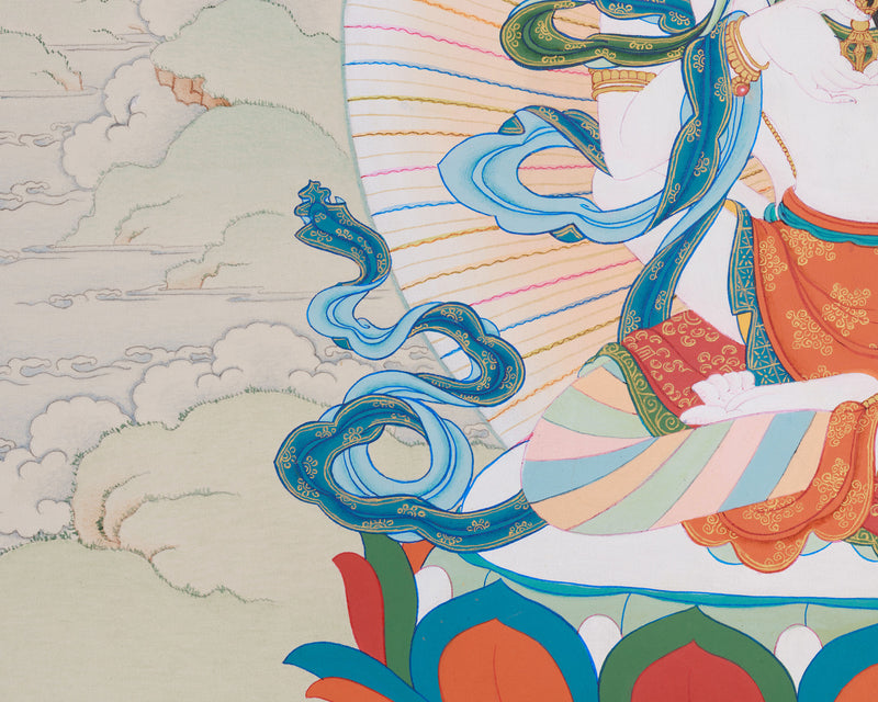 Vajrasattva with Consort Thangka | Sacred Symbol of Unity and Enlightenment