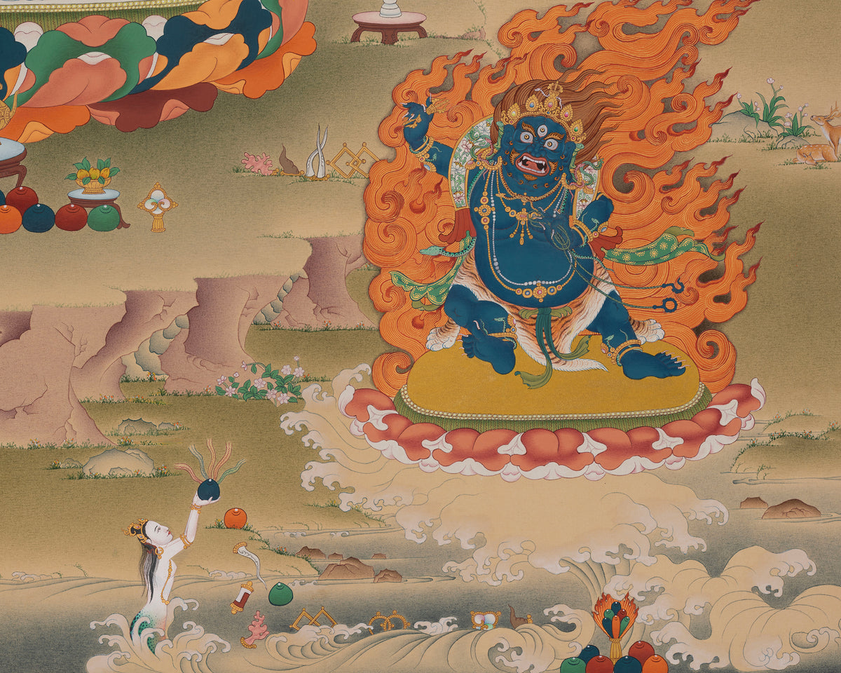 Chenrezig With Vajrapani and Manjushri Art | Symbol of Compassion, Spiritual Strength, and Wisdom
