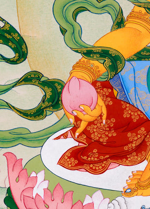Hand-Painted Dzambhala Thangka | God Of wealth (with consecration and brocade included)