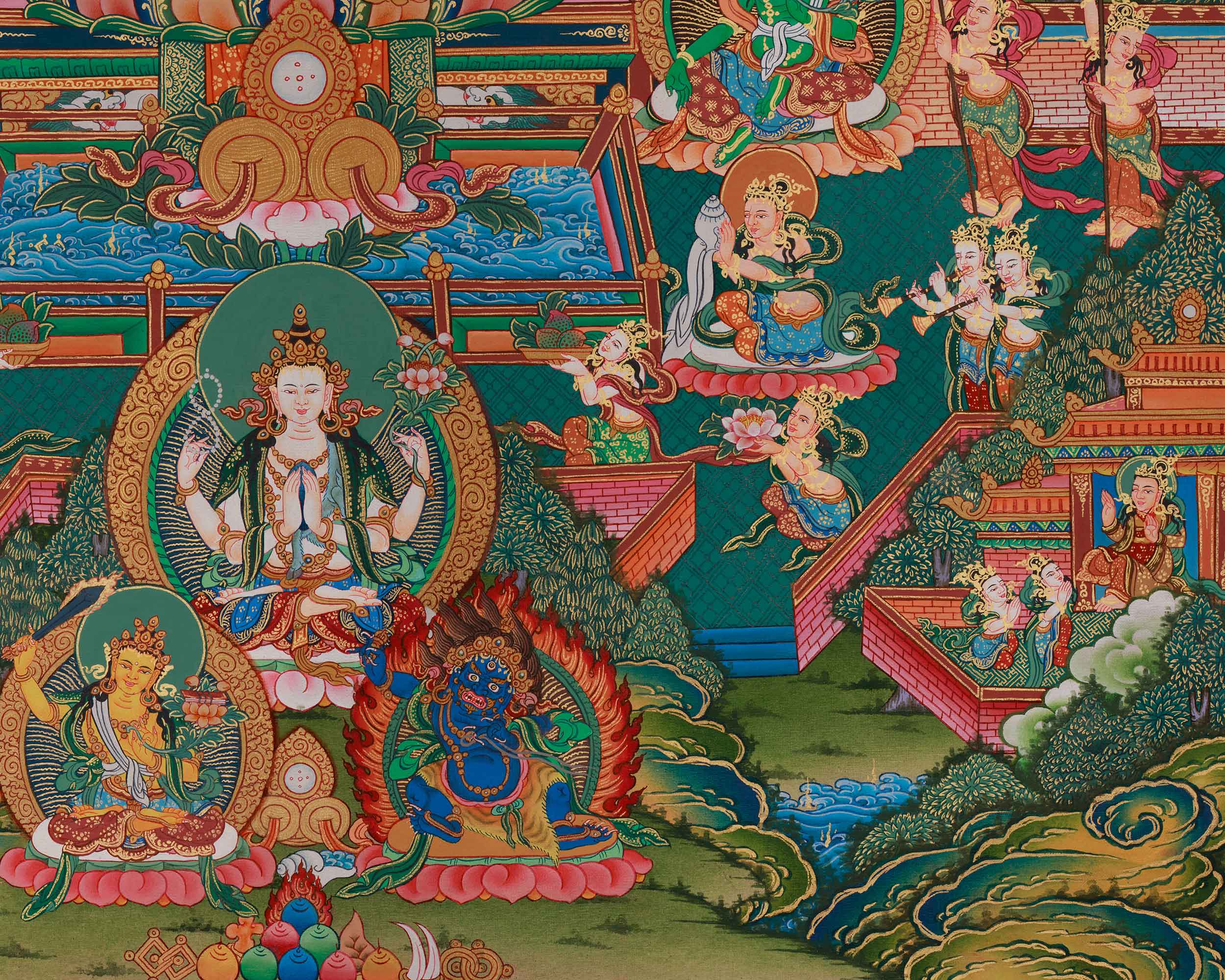 Traditional Vajrasattva Thangka | A Sacred Representation of Purification and Divine Power