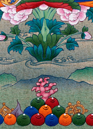 Sacred Guru Rinpoche Thangka | Handpainted Artwork For Mantra Practice | Authentic Tibetan Art