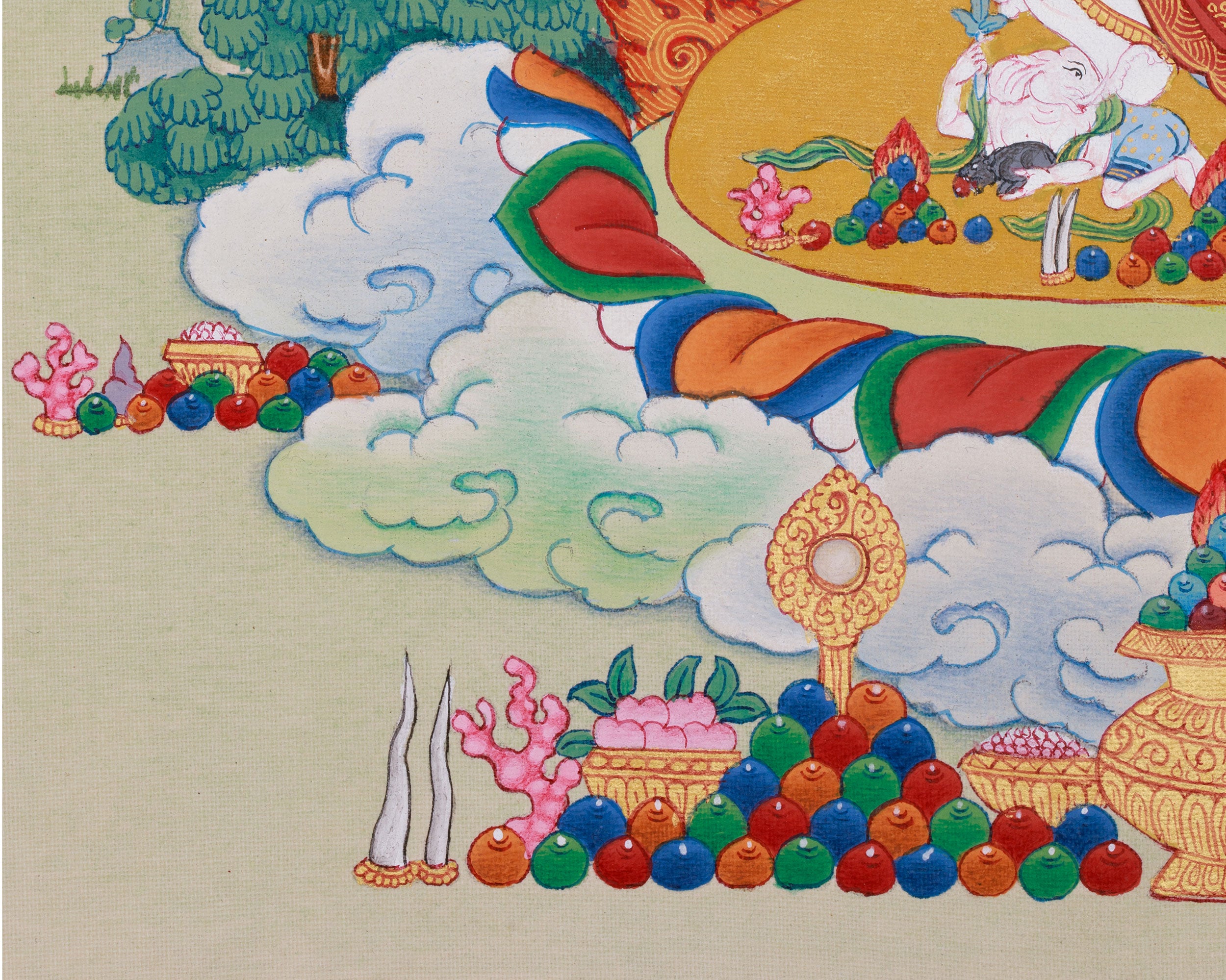 Wrathful White Mahakala | Buddhist Thangka of Protection & Prosperity