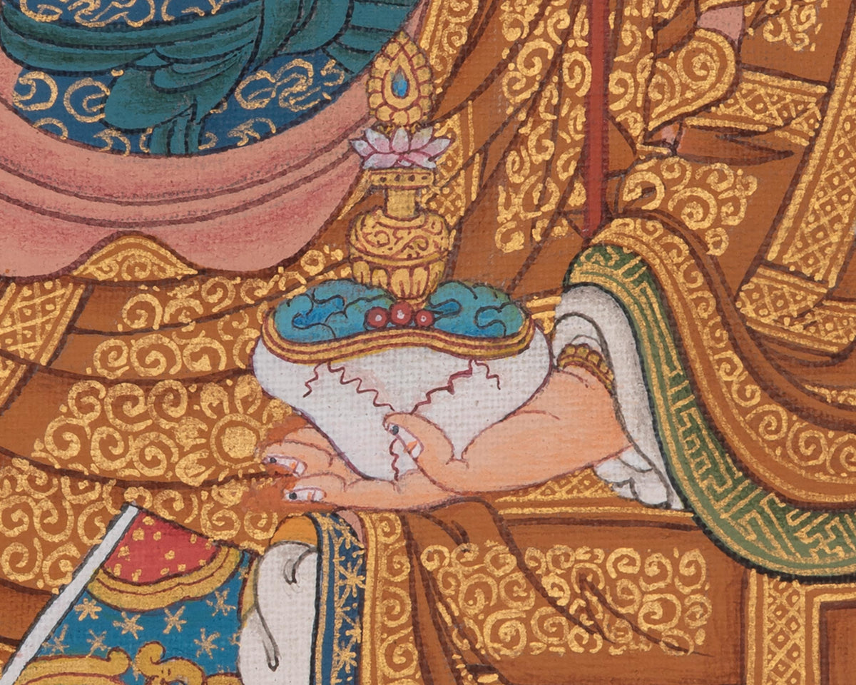 Spiritual Guru Rinpoche Thangka Painting | Padmasambhava Artwork | Wisdom Deity